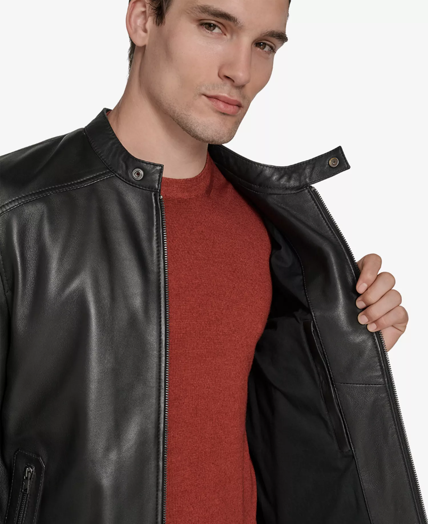 Men's Maitlin Leather Moto Jacket - Black - 2XL