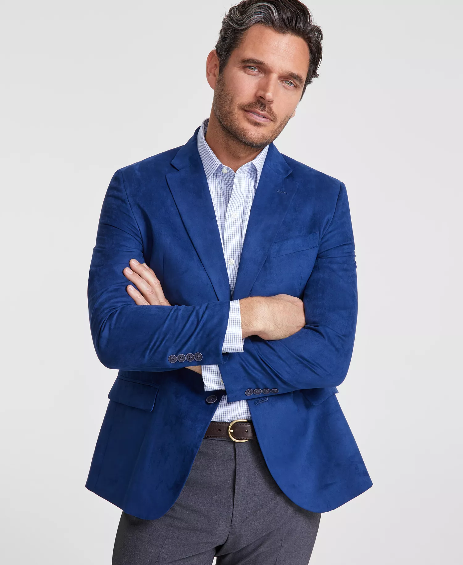 Men's Modern-Fit Faux-Suede Sport Coat - Bright Blue - 36R