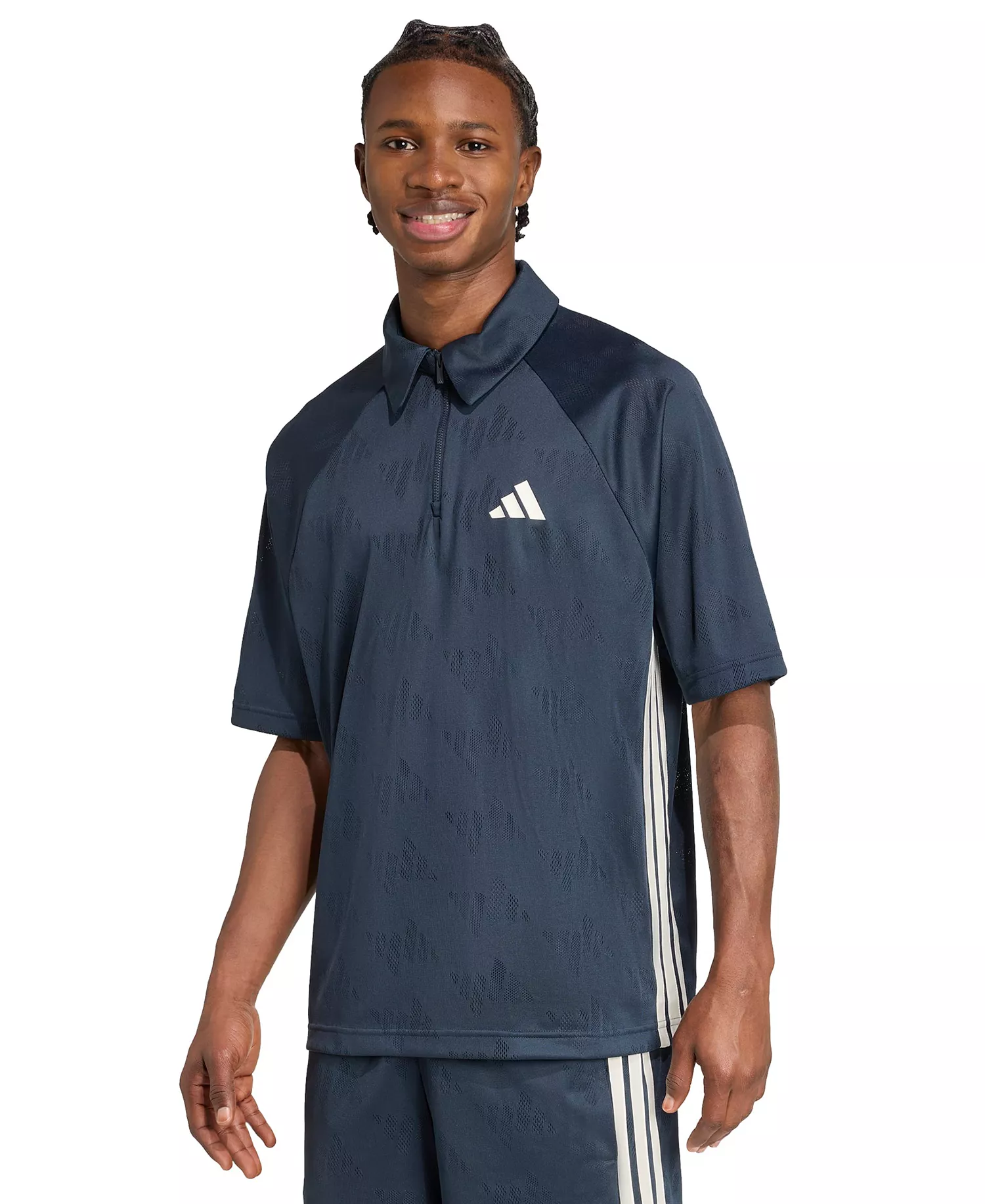 Men's Stadium 3-Stripes Jacquard Short-Sleeve Polo Shirt - Aurora Ink - 2XL