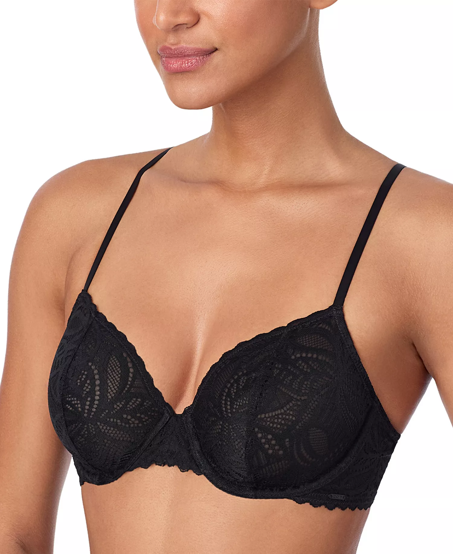 Women's Lace Deco Unlined Underwire Bra DK7552 - Black - 32 - A