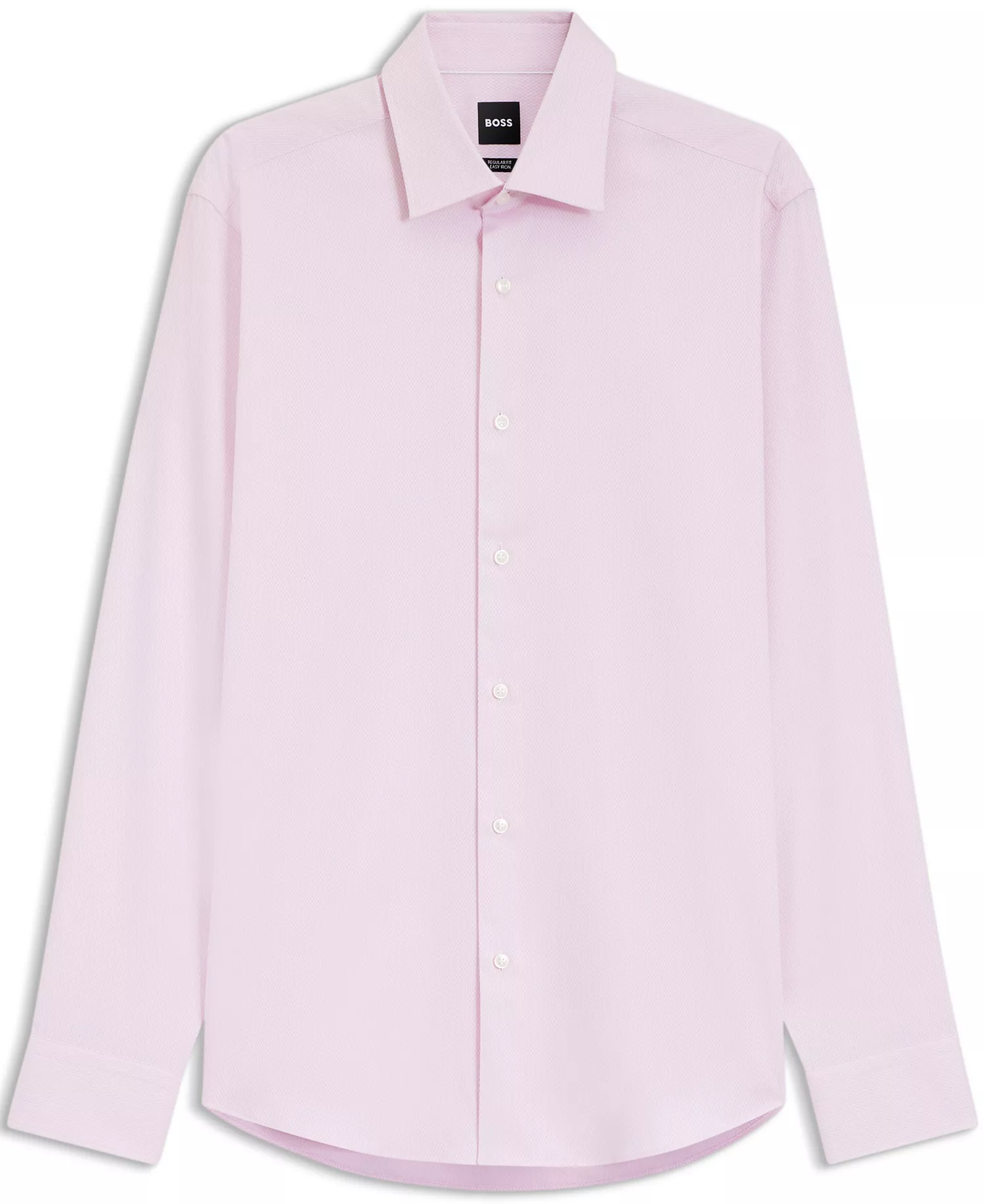 BOSS by Men's Easy-Iron Stretch-Cotton Dobby Regular-Fit Dress Shirt - Open Pink - 14.5