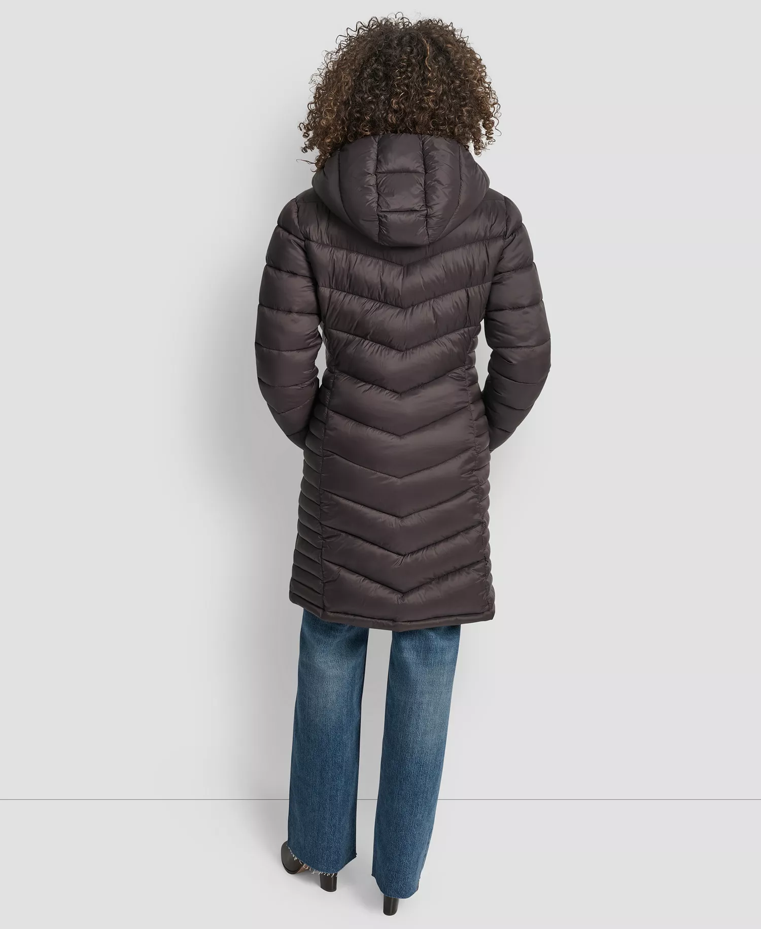 Women's Zip-Front Long Coat - Bitter - L