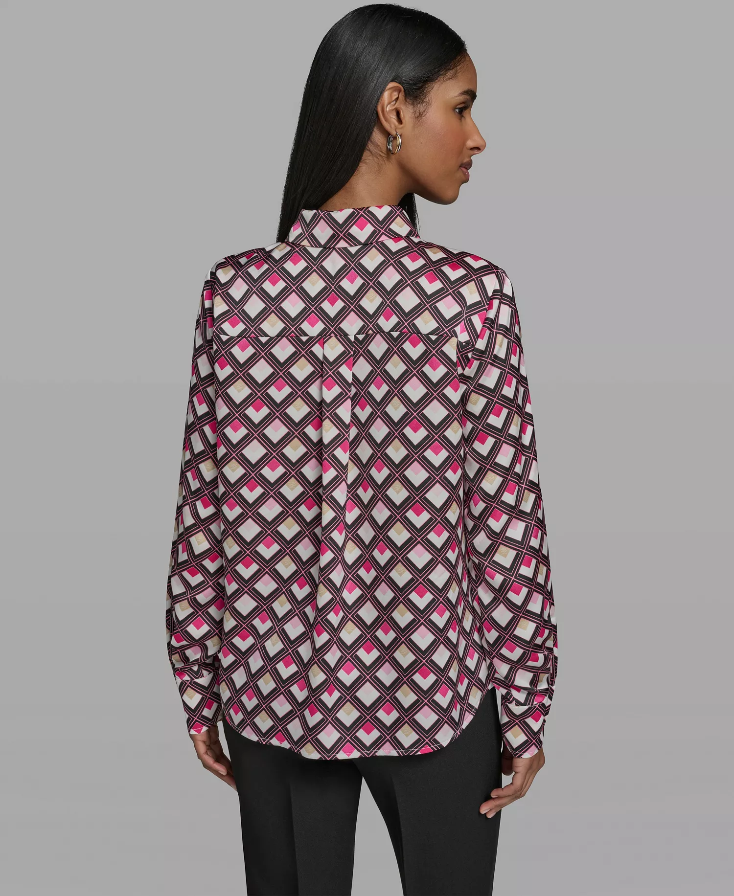 Women's Woven Collared Blouse - Prism Pink Multi - L