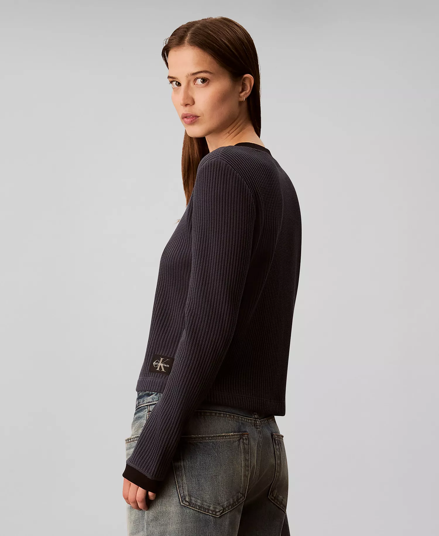 Women's Long-Sleeve Waffle Knit T-Shirt - Inkwell - XS