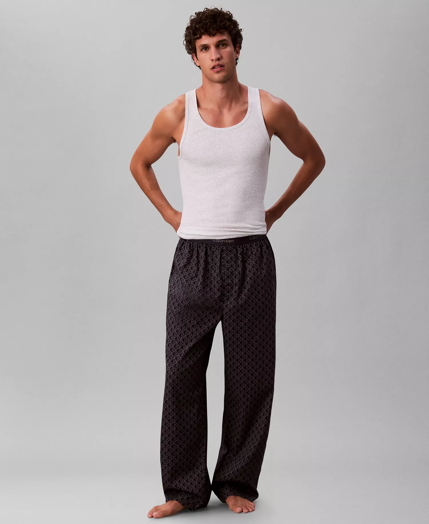 Men's Elastic Waistband Sleep Pants - Bijou Modern Emblem Outline, Sky Captain - L