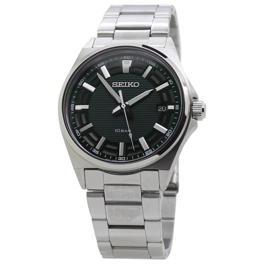 Seiko Quartz Green Dial Stainless Steel Men's Watch