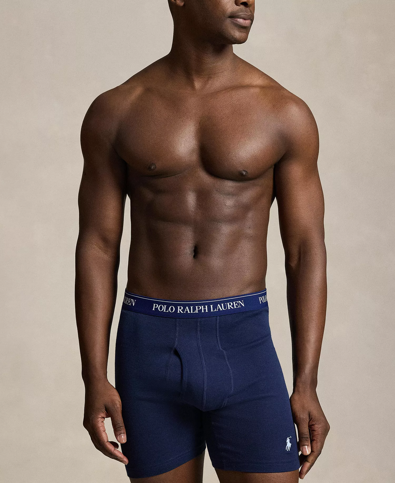 Men's Classic Cotton Knit Boxer Briefs , 3-Pack Set - Cruise Navy/Polo Palms Print/Office Blue - L