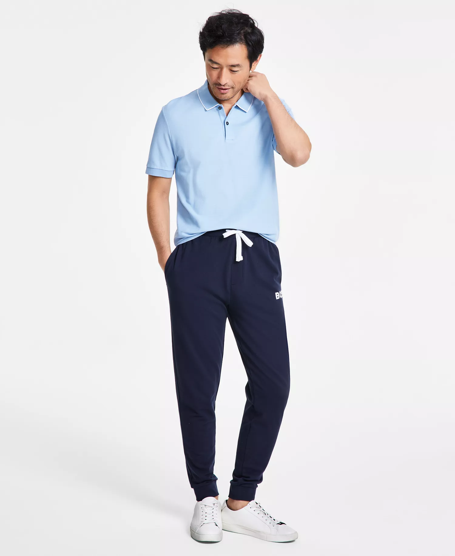 HUGO Men's Ease Drawstring French Terry Lounge Pants - Dark Blue - L