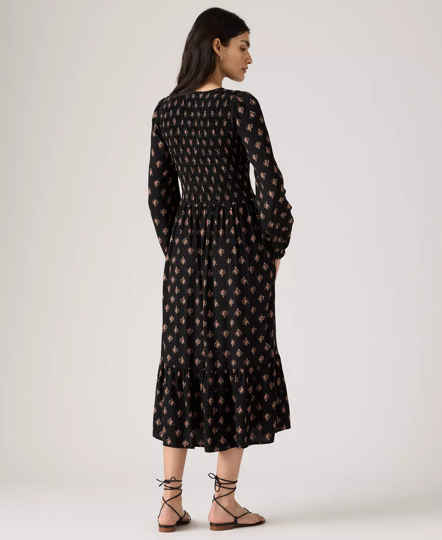 Women's Esme Long Sleeve Midi Dress - Black multi - M