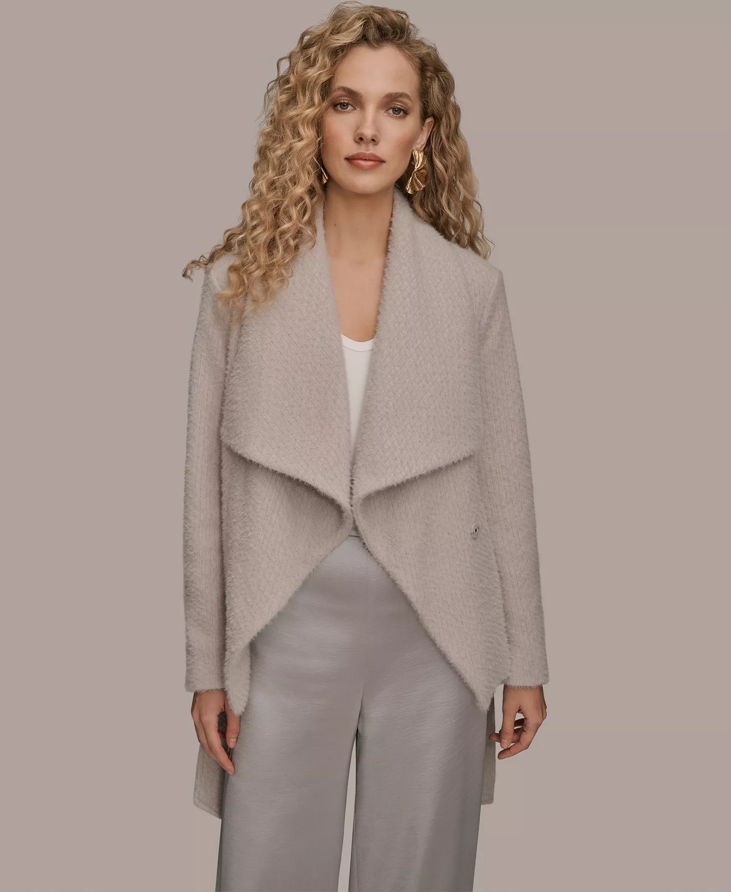 Women's Snap Closure Wrap Coat - Vapor - L