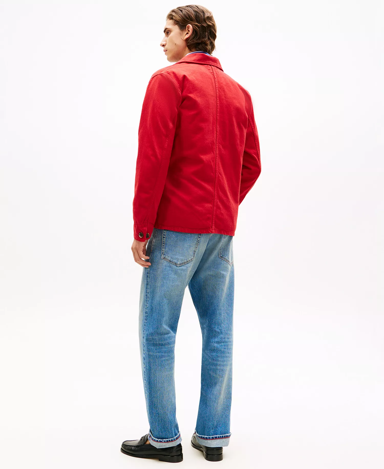 Men's Spread Collar Chore Jacket - Medium Red - L