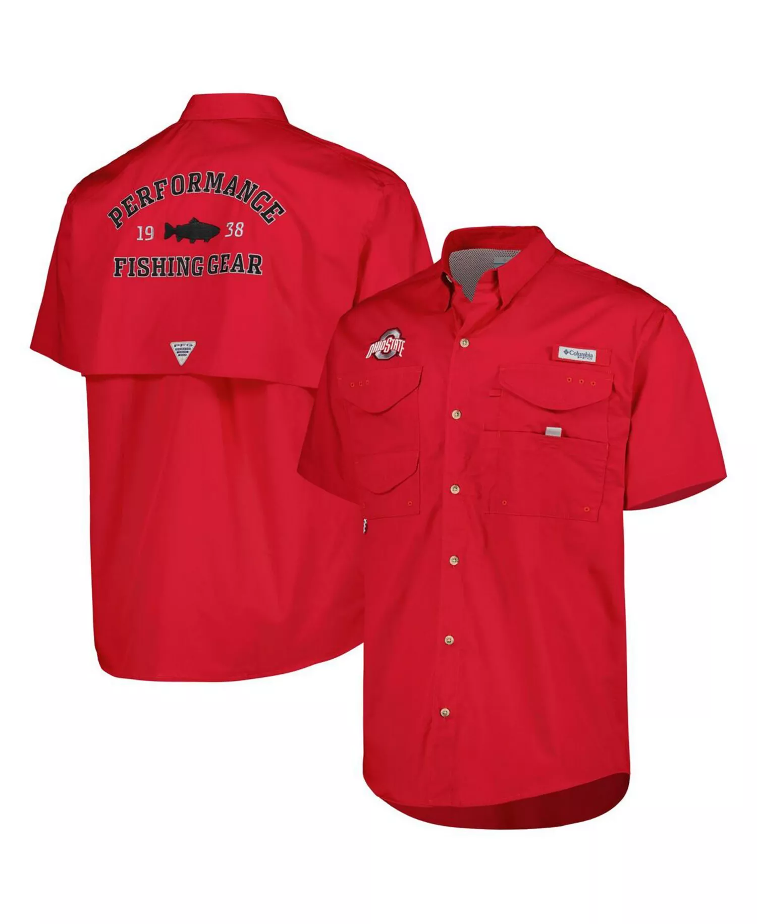Men's Scarlet Ohio State Buckeyes Bonehead Button-Up Shirt - Scarlet - L