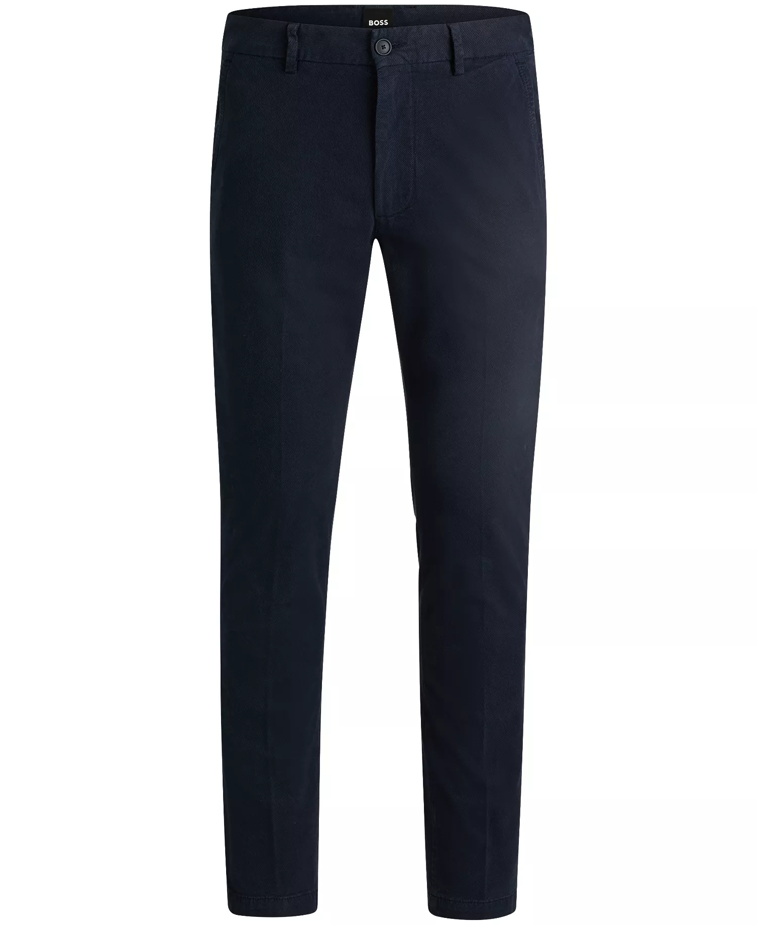 Men's Structured Cotton Blend Slim-Fit Trousers - Dark Blue - 34R