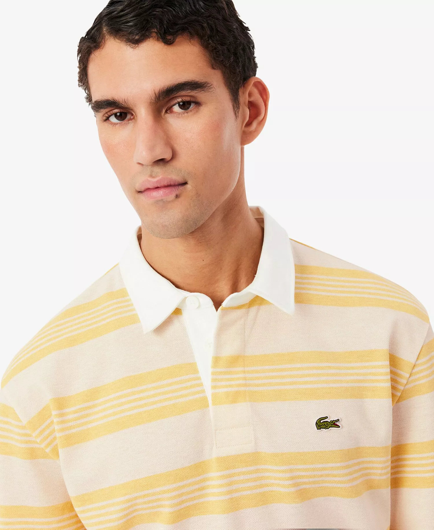 Men's Relaxed-Fit Striped Piqu Rugby Polo Shirt - Aphylla/Blackbird - 3XL