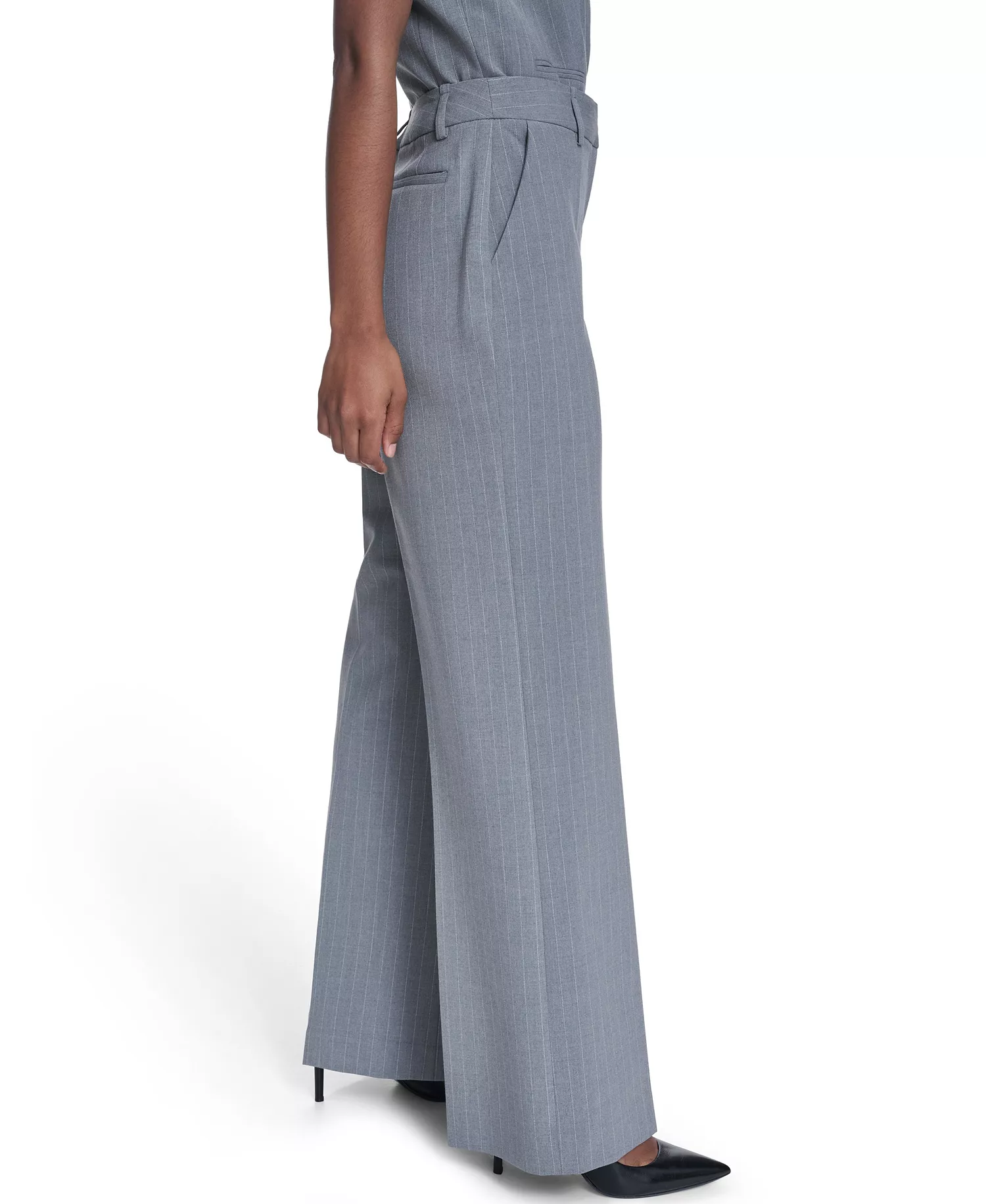 Women's Pinstripe Mid-Rise Pants - Heather Charcoal/cream - 10