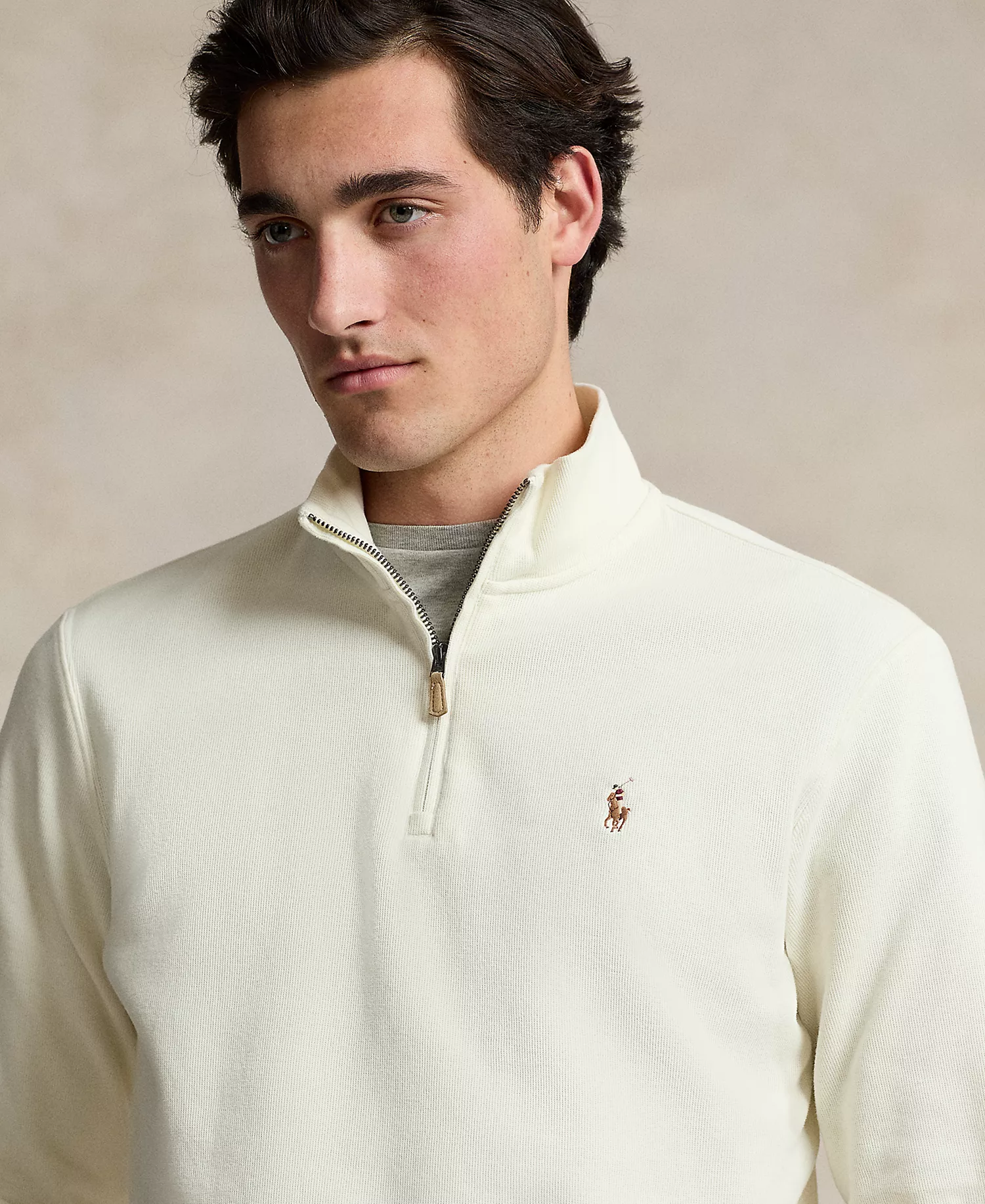 Men's Estate-Rib Cotton Quarter-Zip Pullover - Andover Heather - 2XL