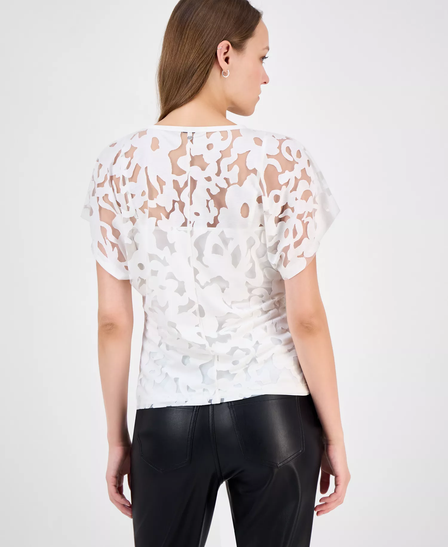 Women's Floral Lace Top - Soft Cream - XS