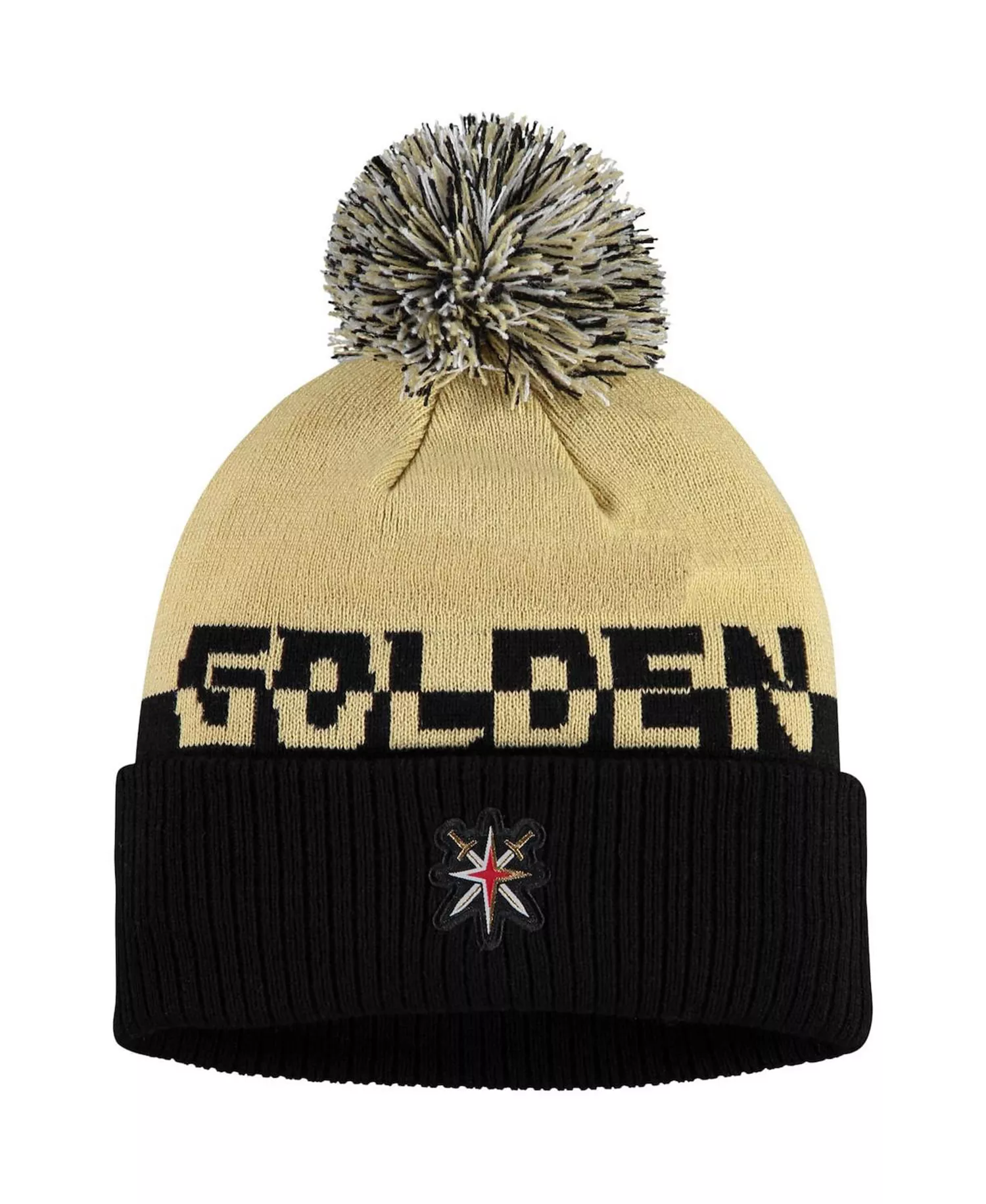 Men's Gold, Black Vegas Golden Knights Cold.Rdy Cuffed Knit Hat with Pom - Gold, Black - One Size Fits All