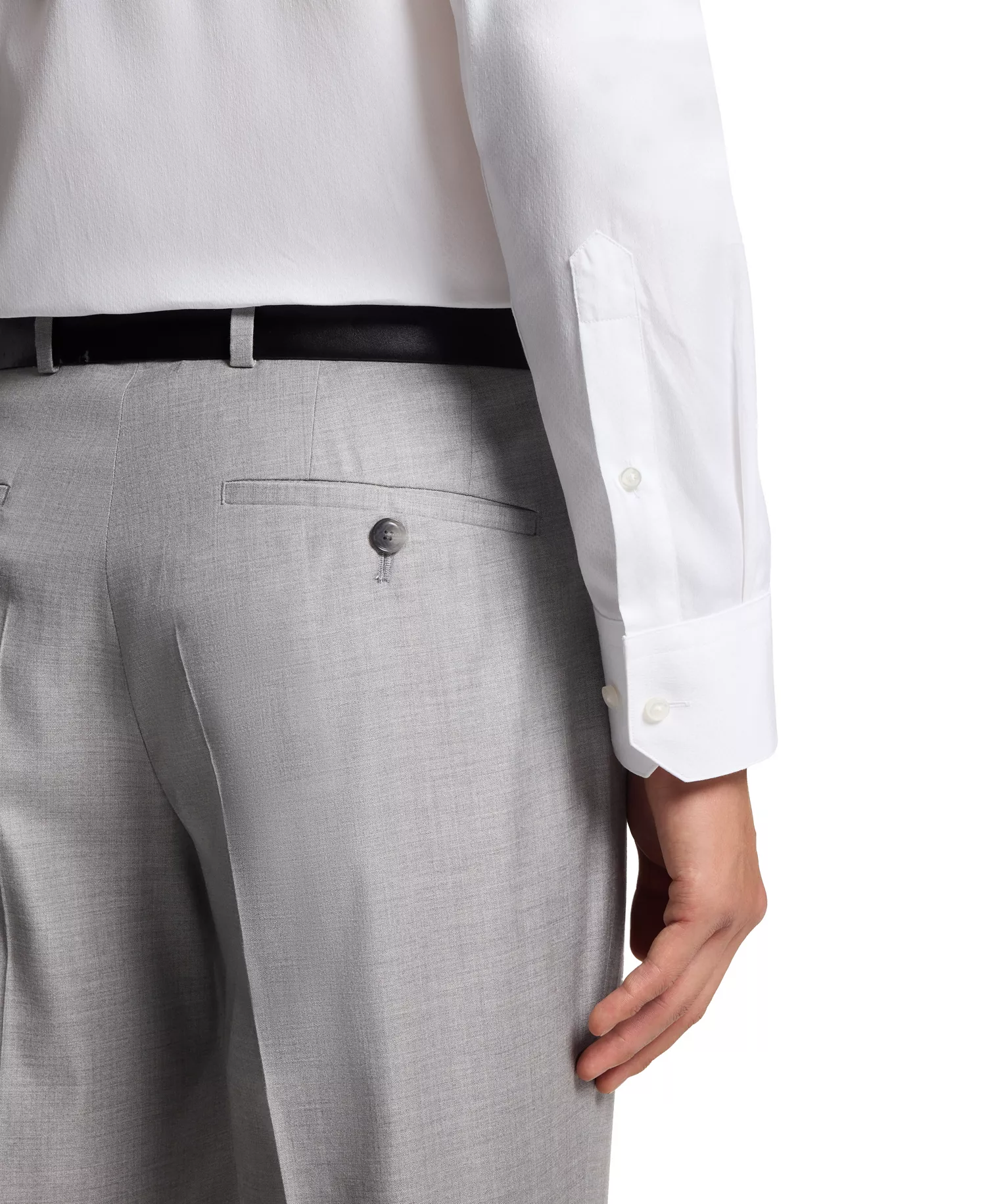 Men's Cotton Monogram-Jacquard Regular-Fit Dress Shirt - White - 14.5