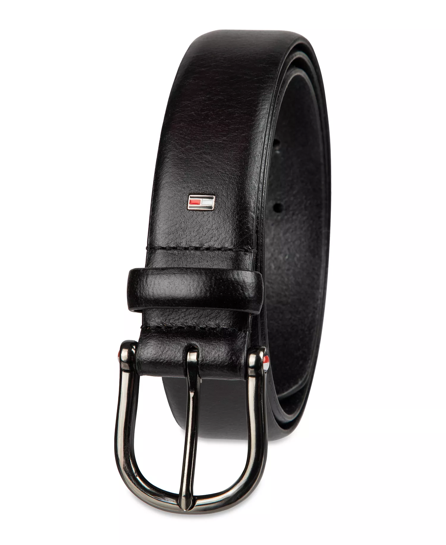 Men's Nautical Feather Edge Leather Belt - Black - L (38-40)