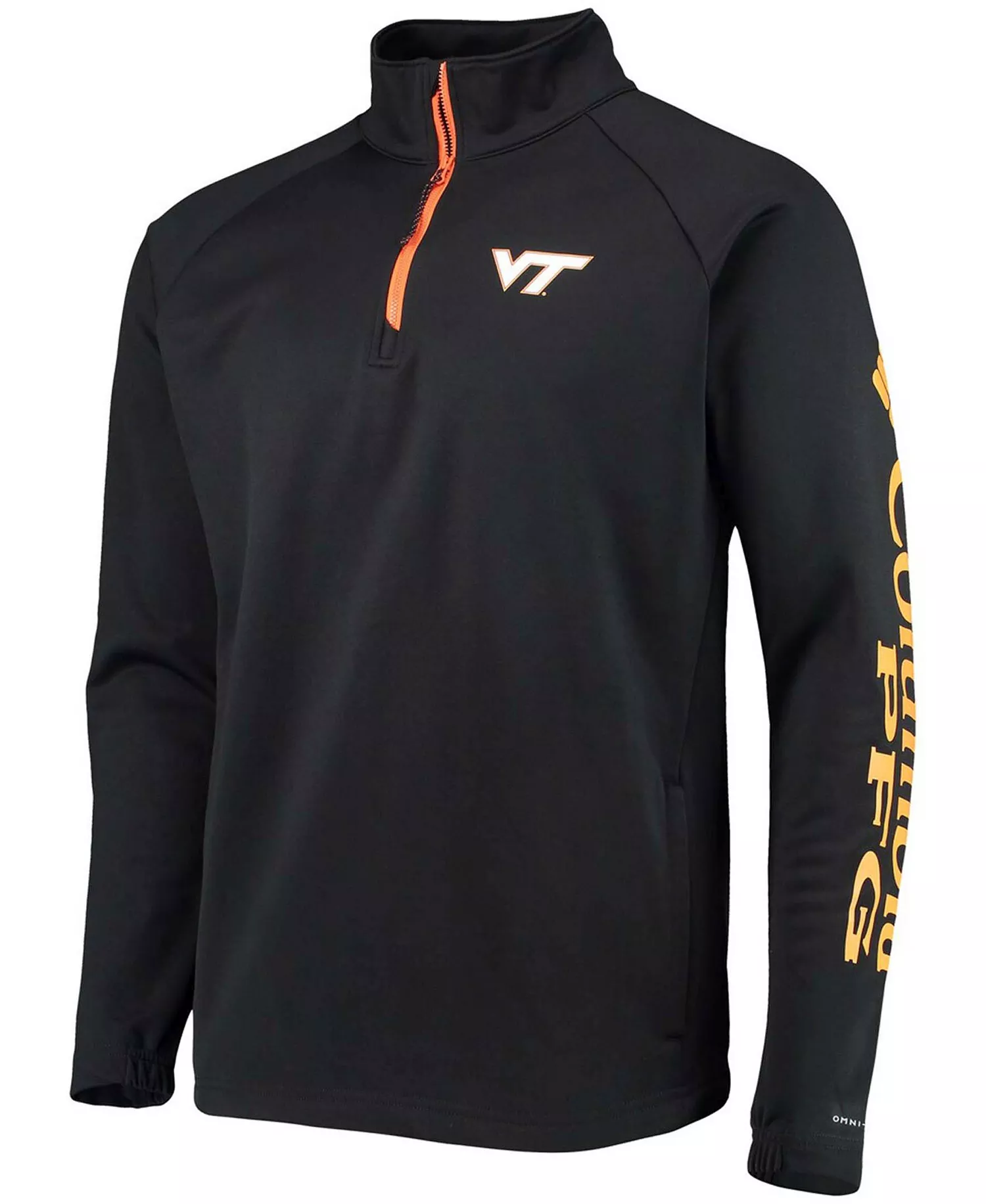 Men's Black Virginia Tech Hokies Terminal Tackle Fleece Raglan Omni-Shade Quarter-Zip Jacket - Black - L