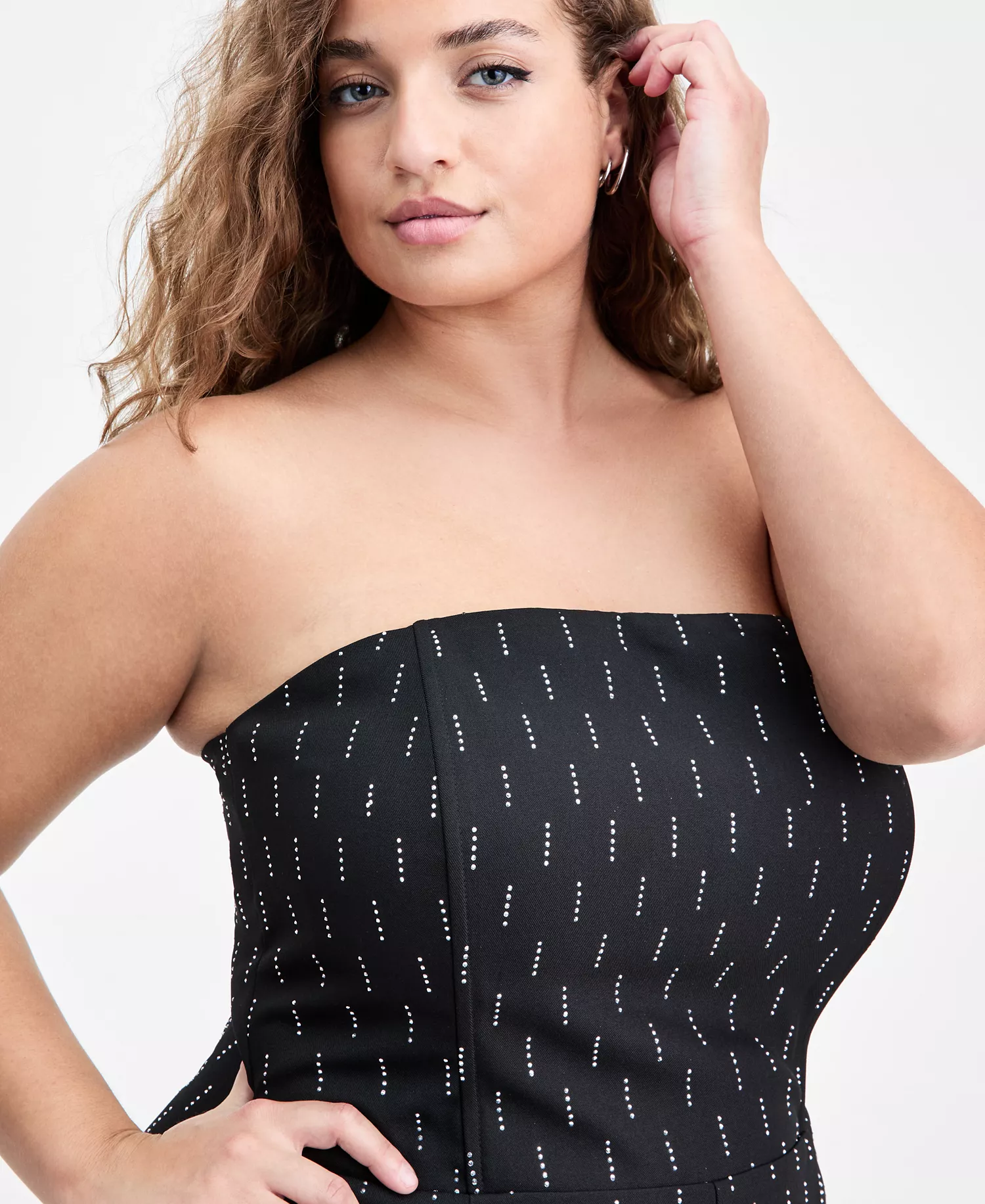 Trendy Plus Size Embellished Strapless Jumpsuit, Macy's Exclusive - Black - 0X