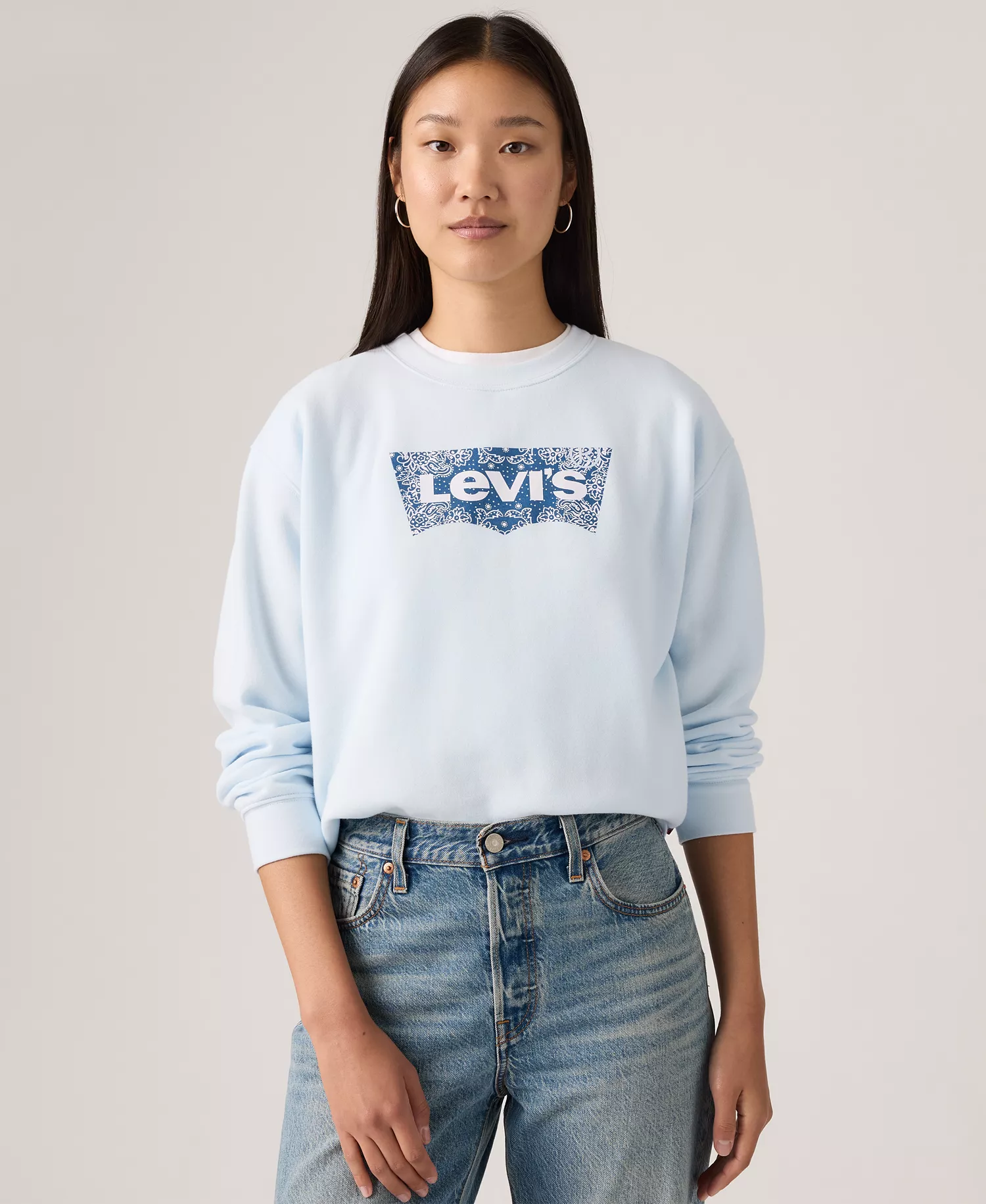 Women's Graphic Everyday Crew Neck Sweatshirt - Bandana blue - L