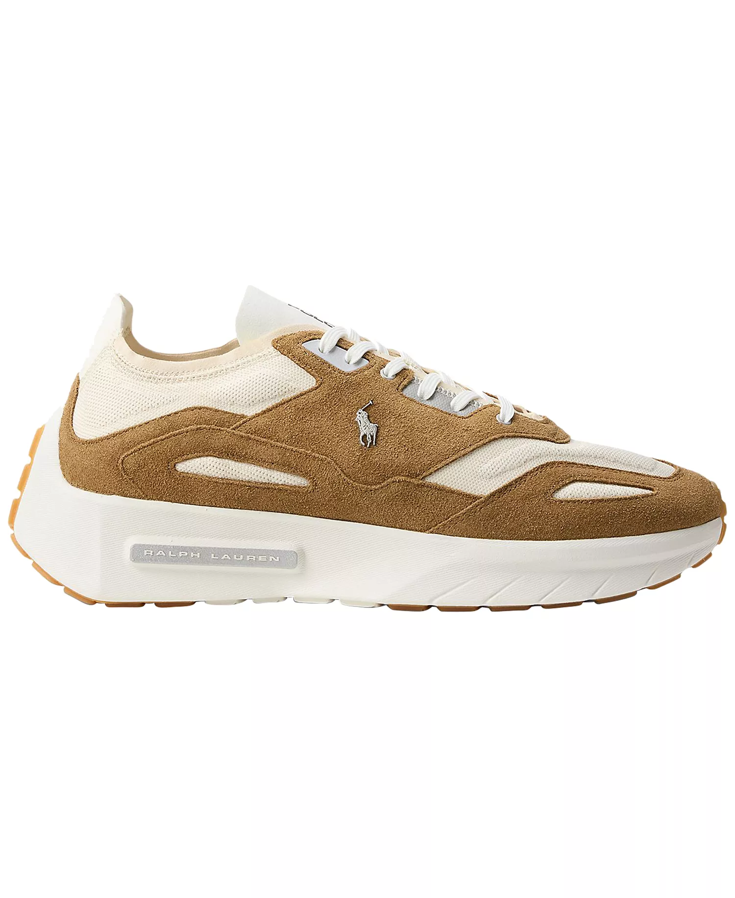 Men's Low-Top Lace-Up Sneakers - White/Beige - 10