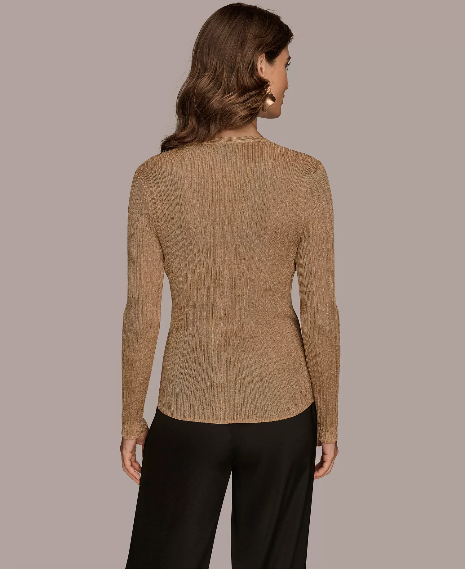 Women's Novelty Long Sleeve V-Neck Cardigan - Gold - L