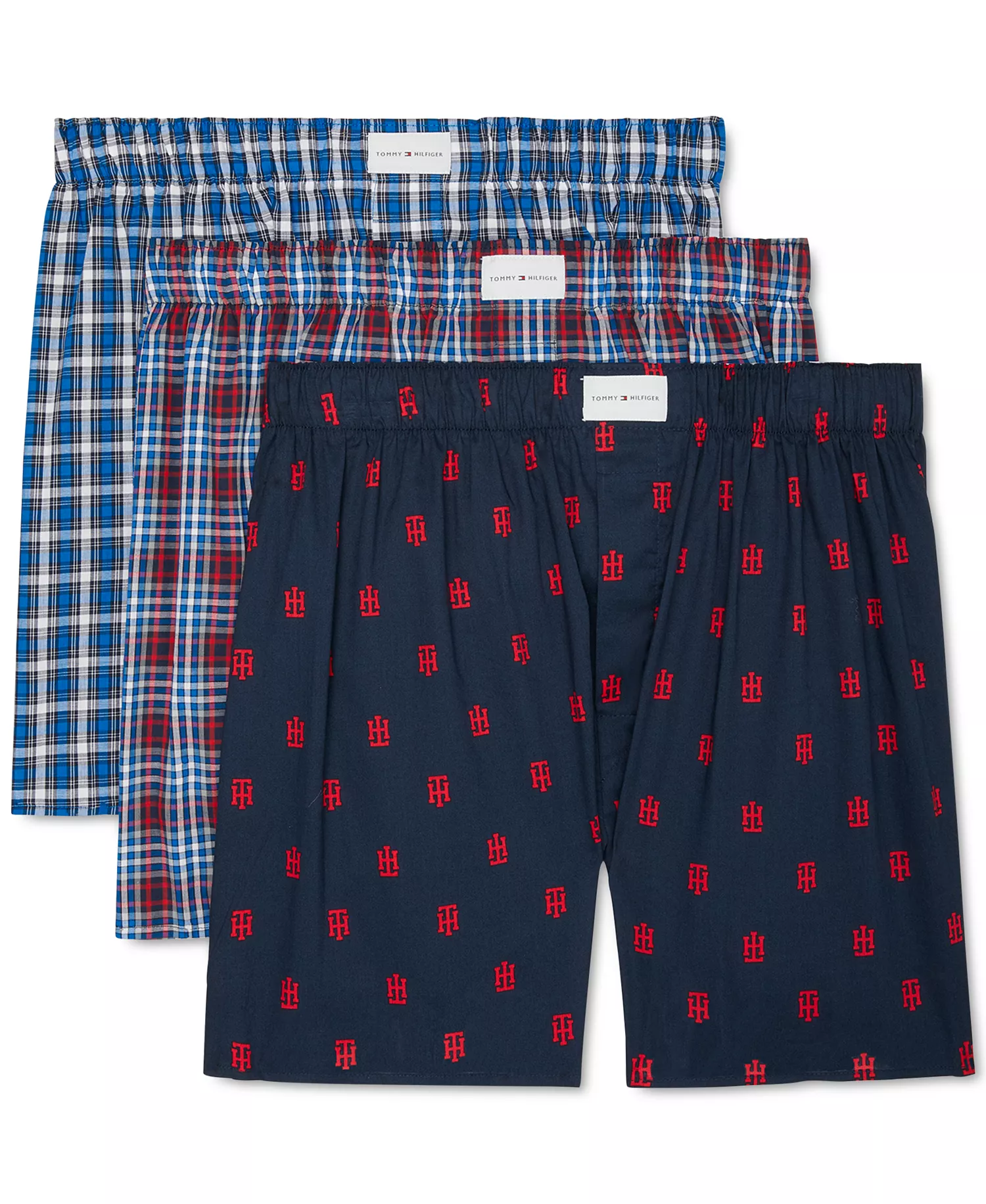 Men's 3-Pack Classic Printed Cotton Poplin Boxers - Blue - 2XL