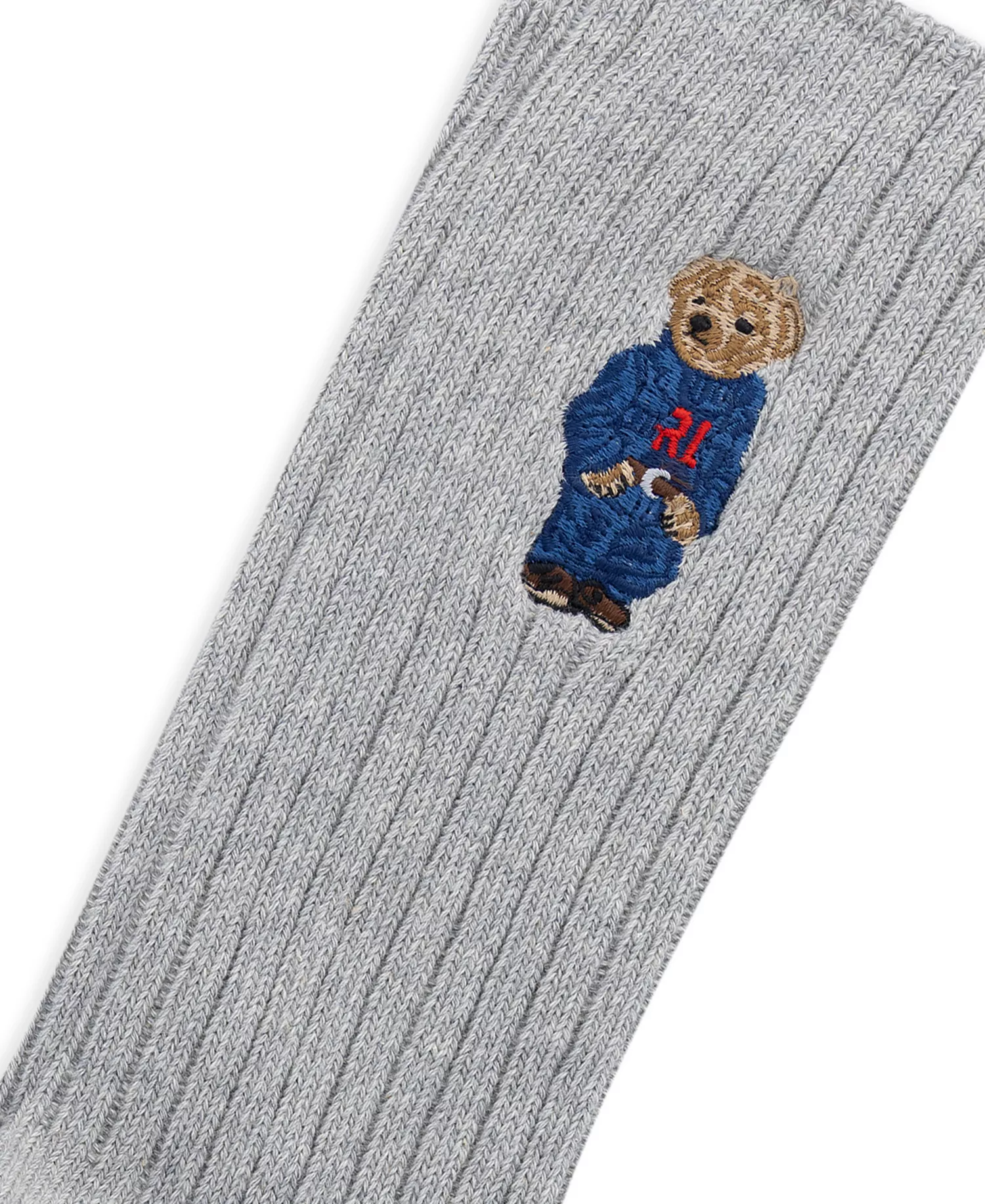 Men's Embroidered Bear Crew Socks - Gray - 7-12