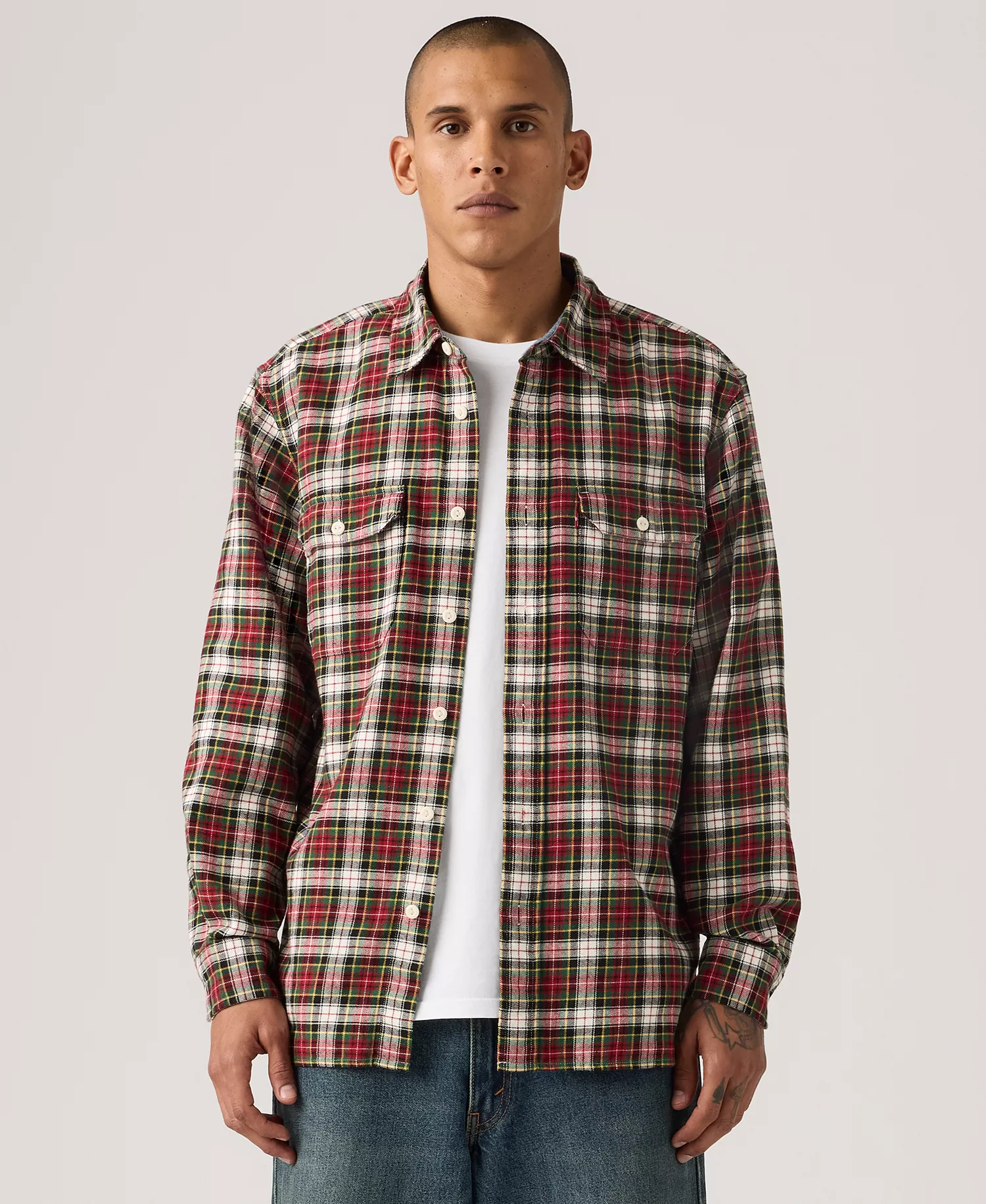 Men's Classic Worker Long-Sleeve Overshirt - Flannel Egret - 2XL