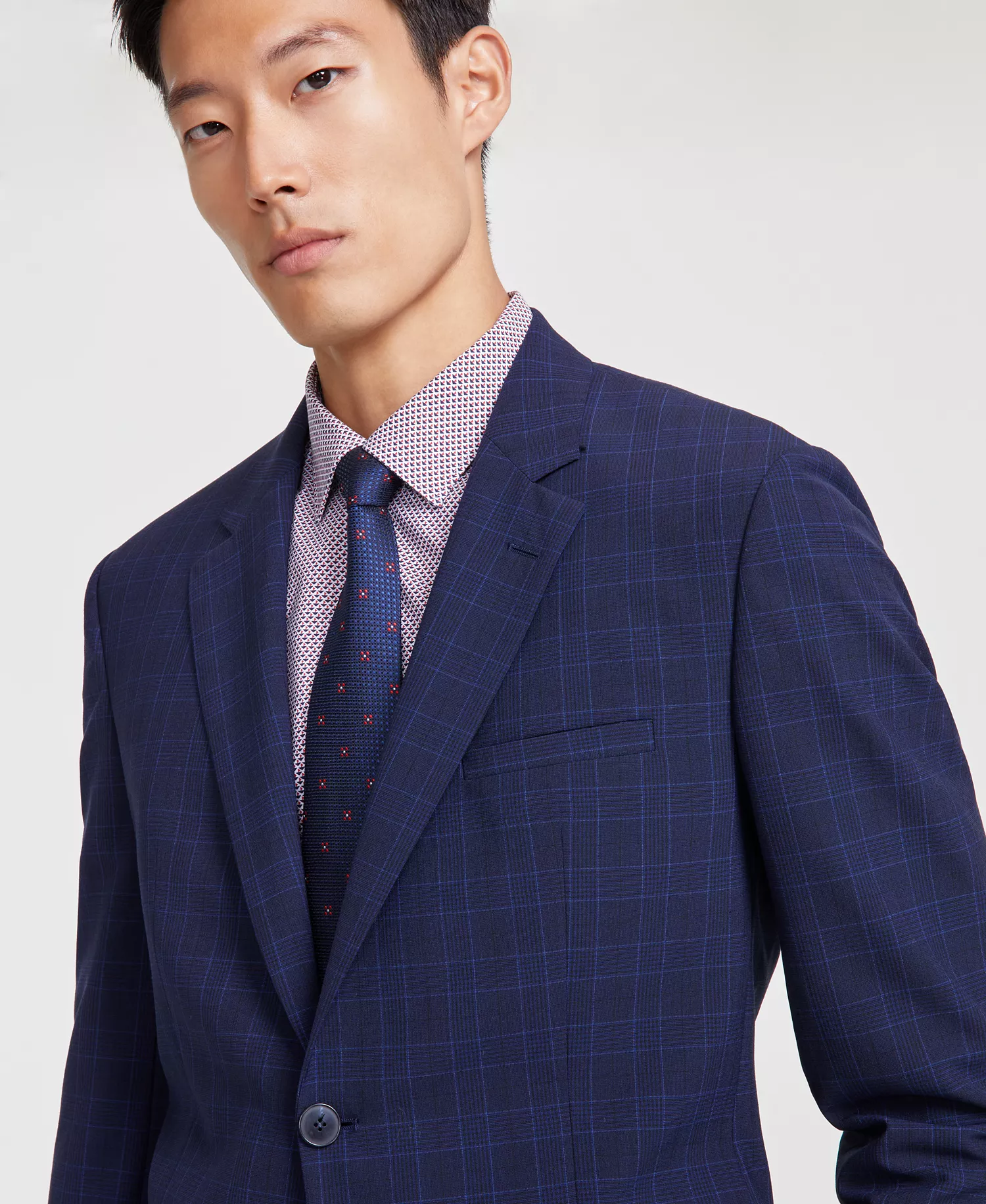 Men's Modern-Fit Wool Suit - CLOSE OUT! - Blue Plaid - 36R