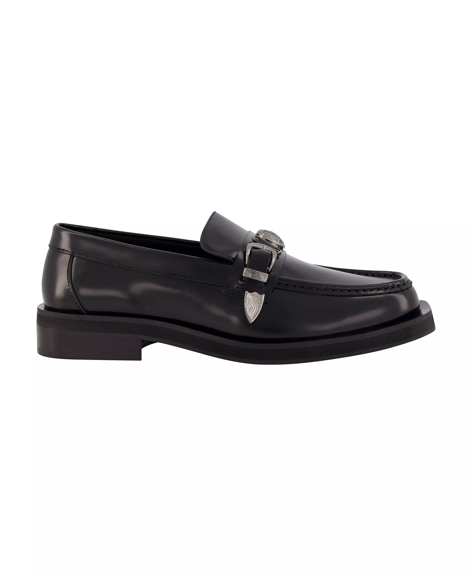 Men's White Label Box Leather Moc Toe Loafers - Black - 8.5