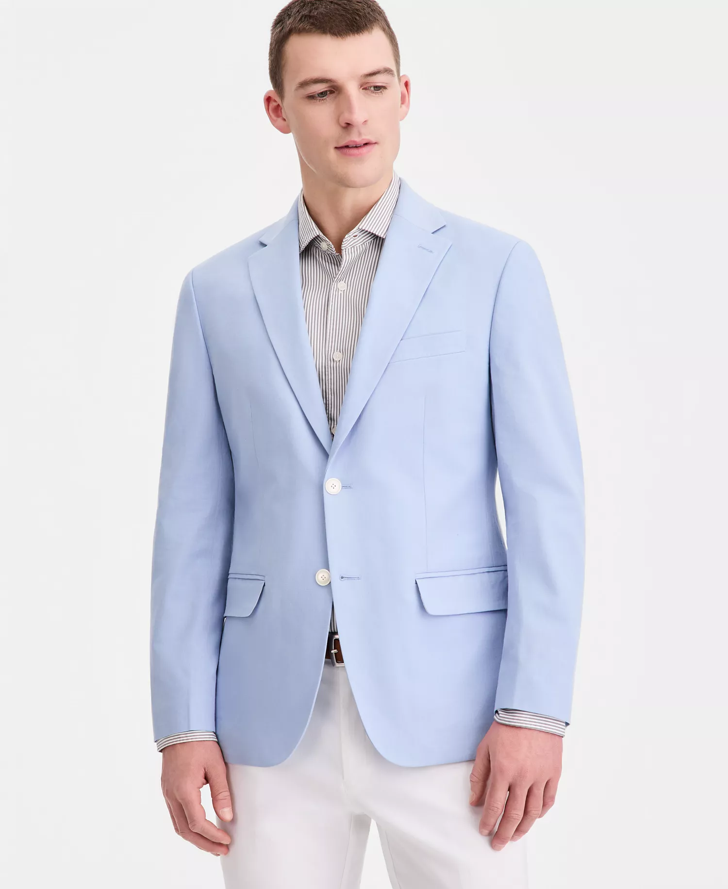 Men's Modern-Fit Linen Blend Blazer - LIGHT BLUE - 36R