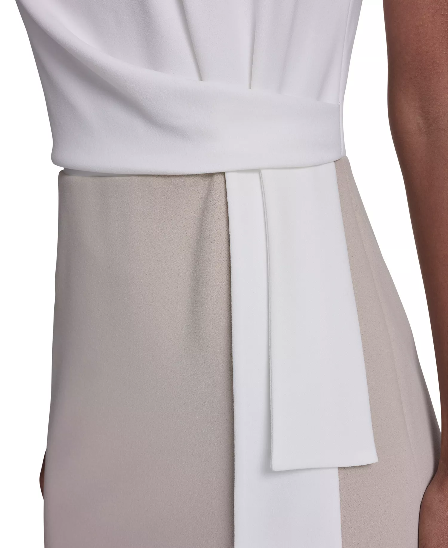 Women's Sleeveless Color Block Sheath Dress - Ivory/kakhi - 10
