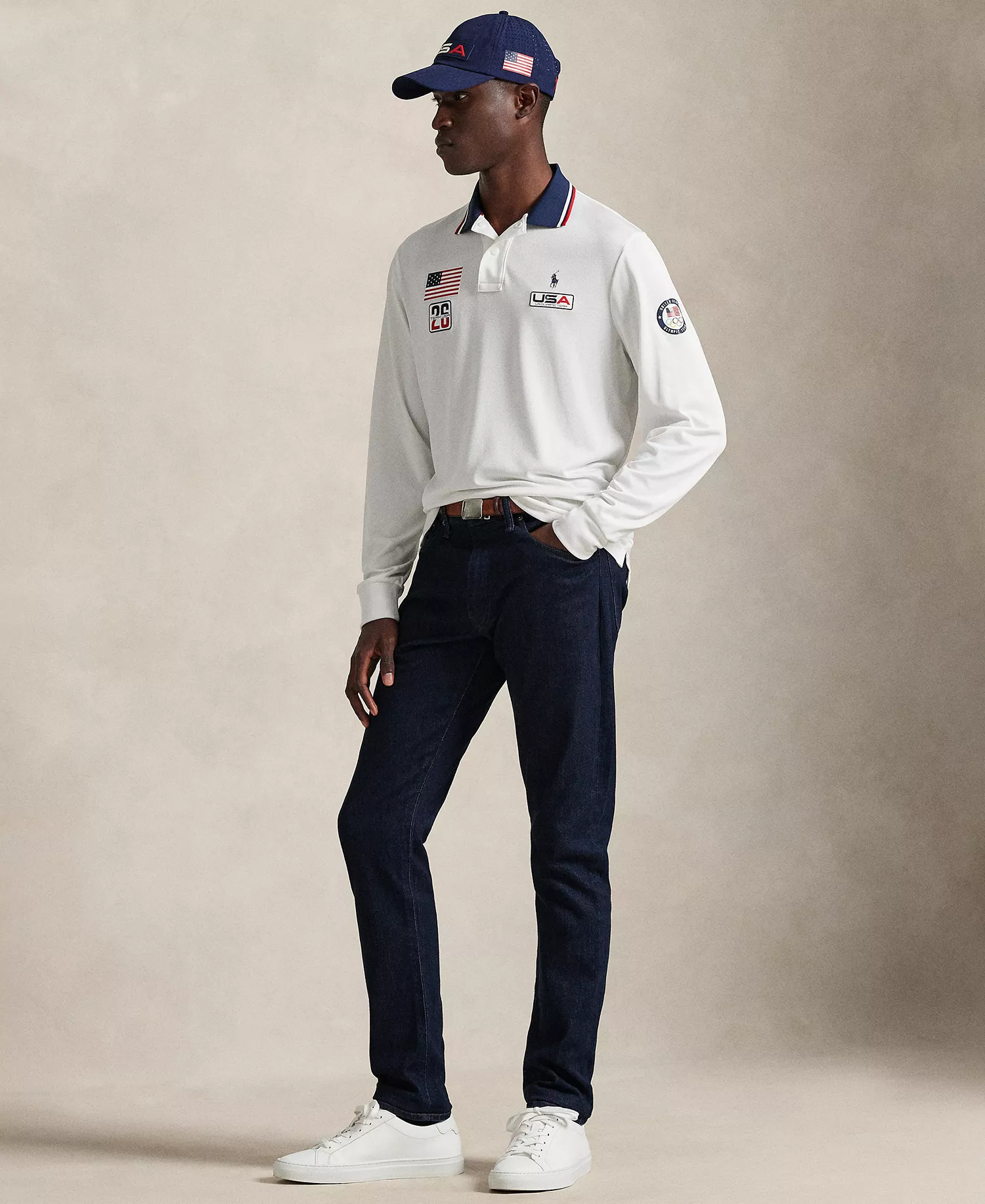 Men's Team USA Performance Mesh Polo Shirt - Ceramic White - L