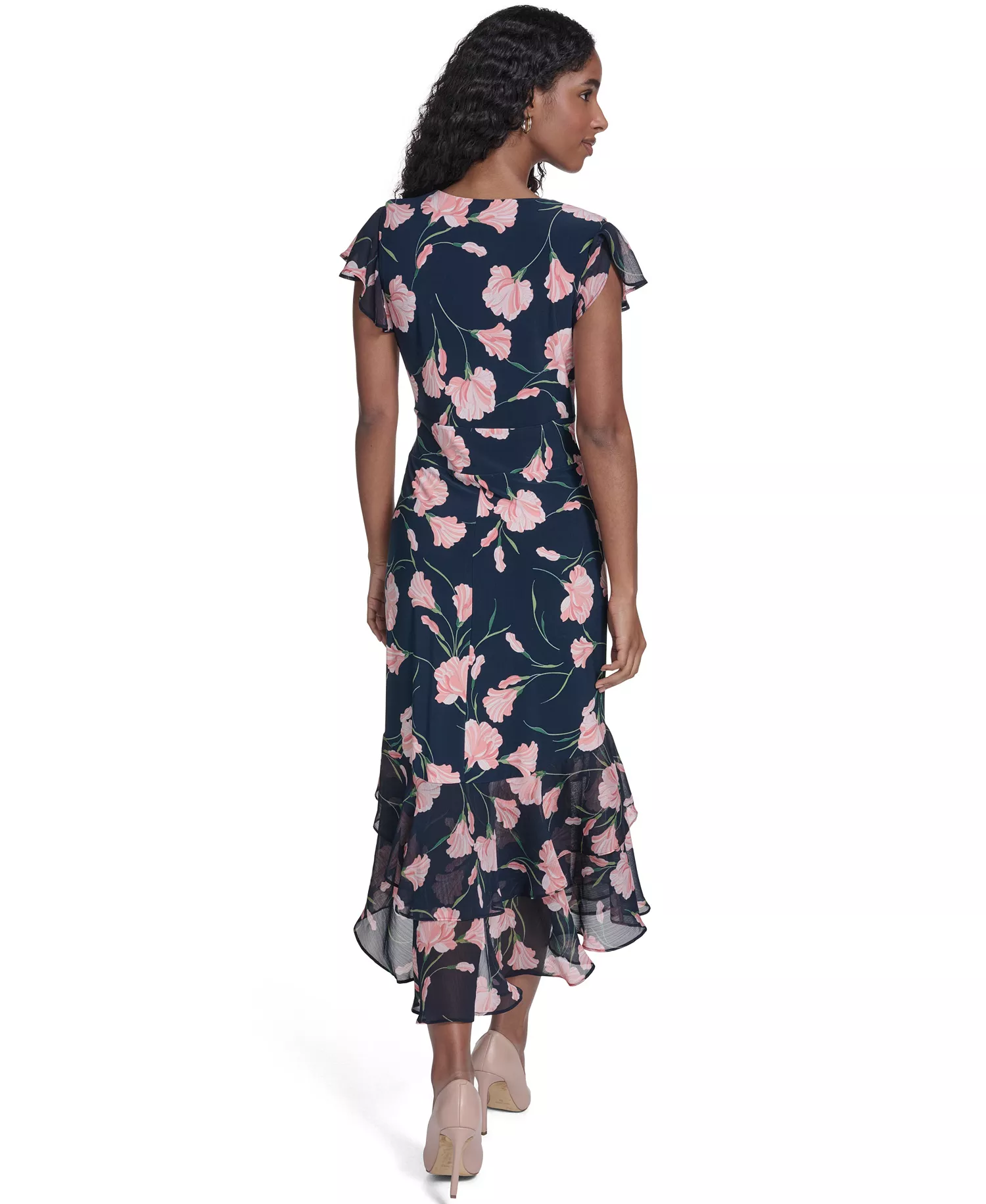 Women's V-Neck Empire Tiered Midi Dress - Sky Captain Multi - 10