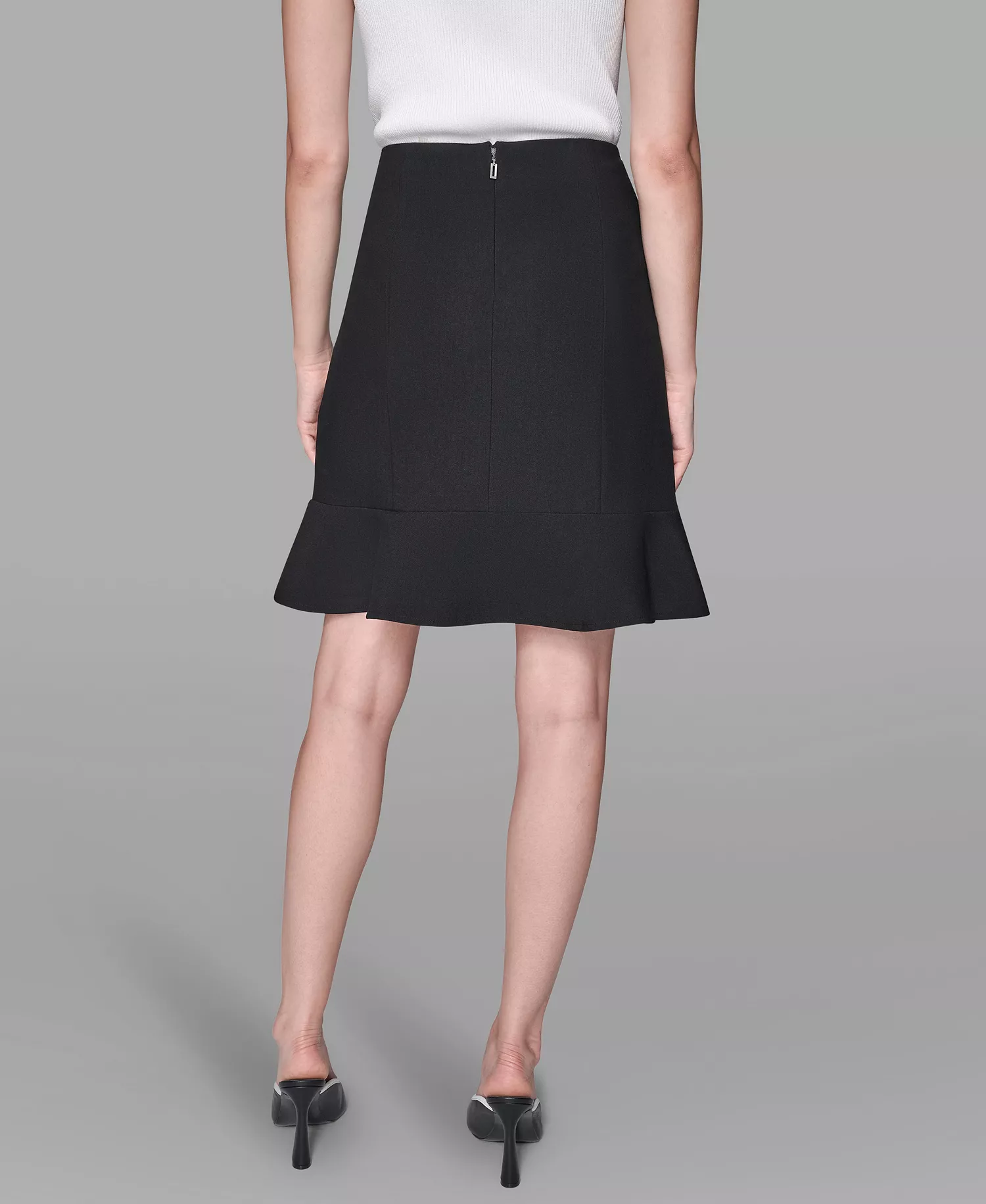 Women's Button-Detailed Peplum Skirt - Black - 10