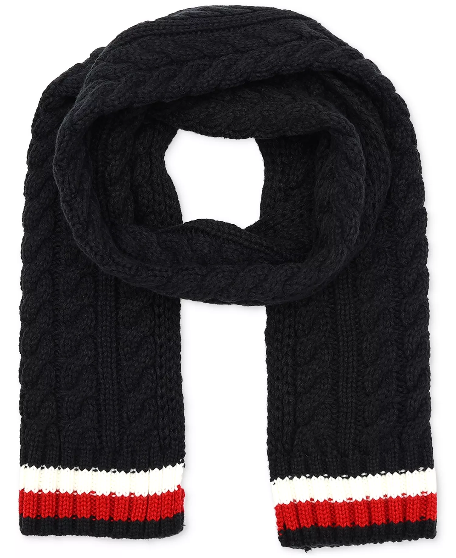 Men's Cable Knit Global Stripe Scarf - Desert Sky - ONE SIZE