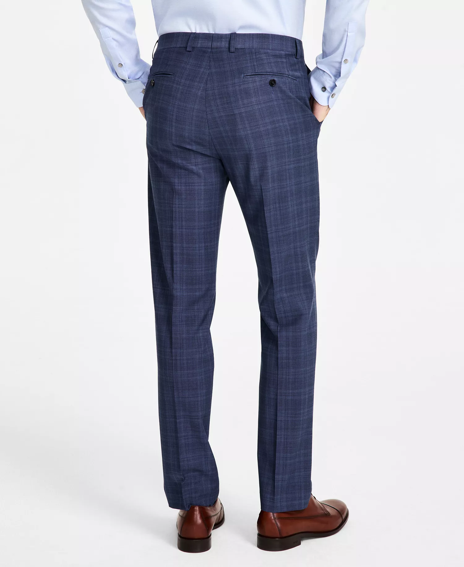 Men's Slim-Fit Wool Blend Suit Pants - Blue - 28 - 29