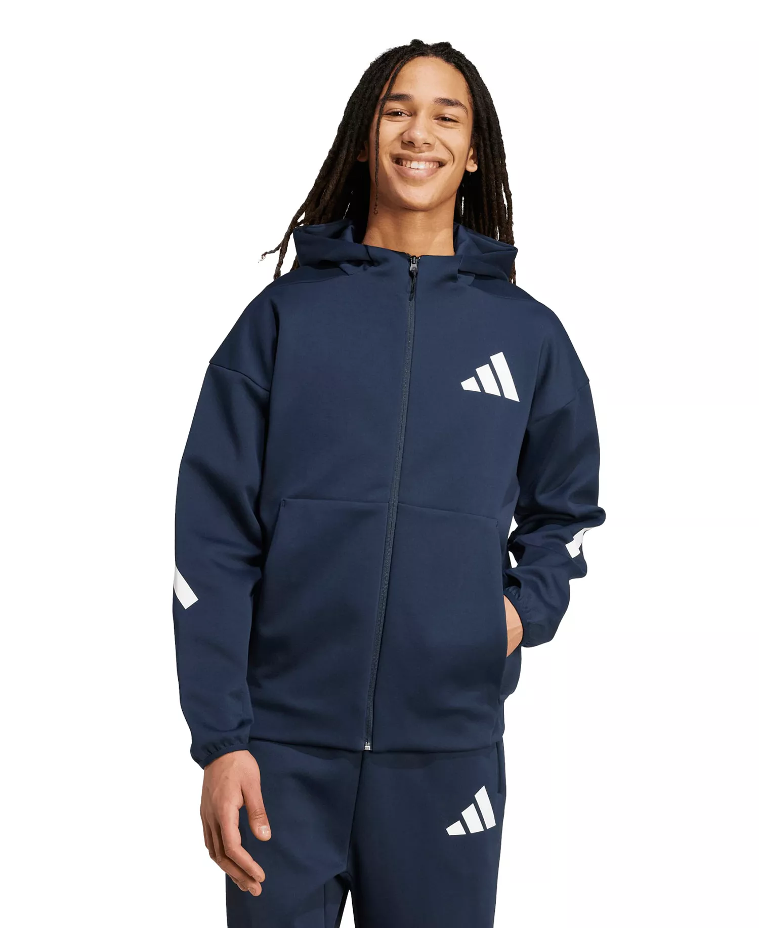 Men's Full Zip Hooded Track Jacket - Aurora ink - M