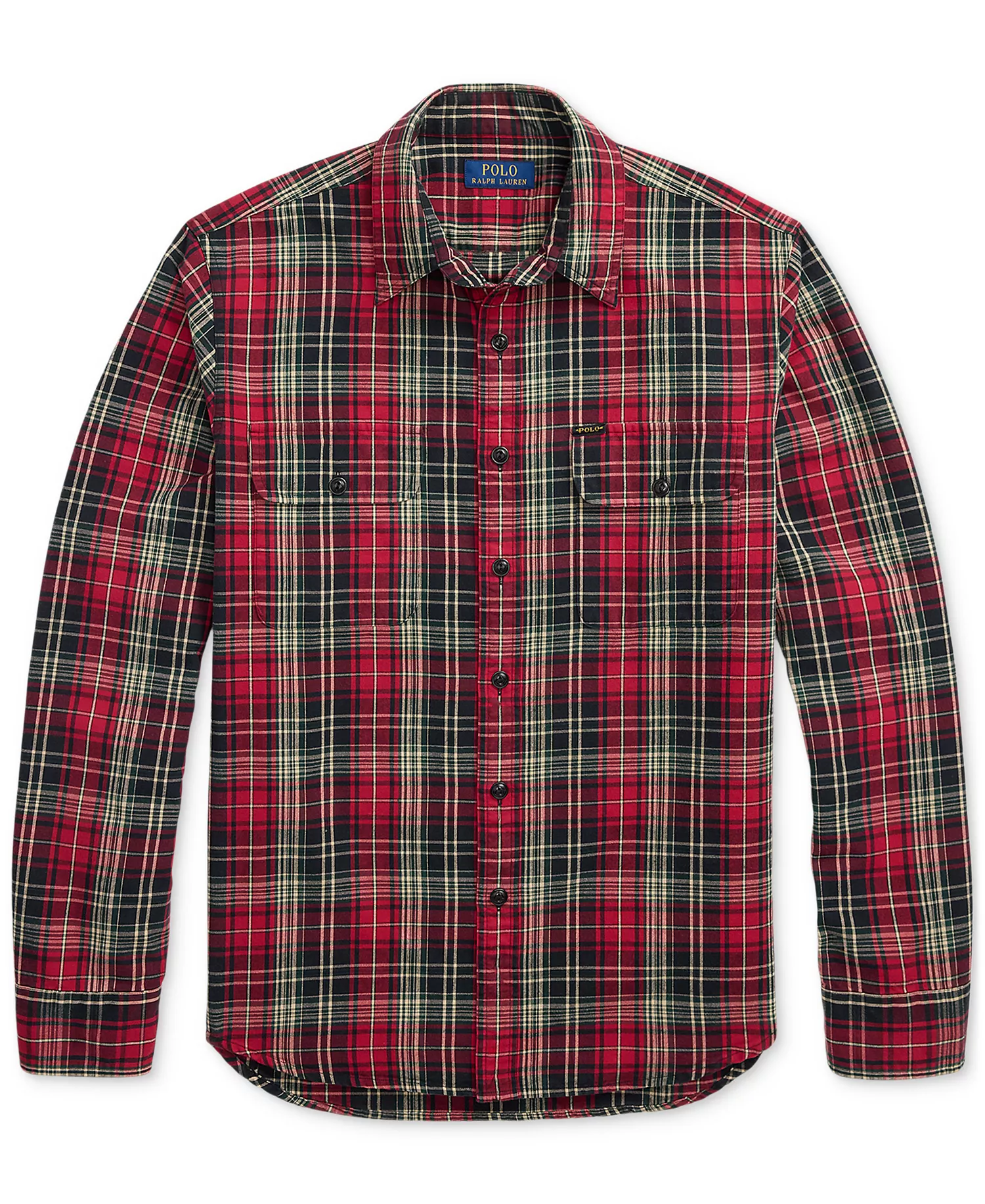 Men's Classic-Fit Plaid Oxford Workshirt - Red Black Multi - S