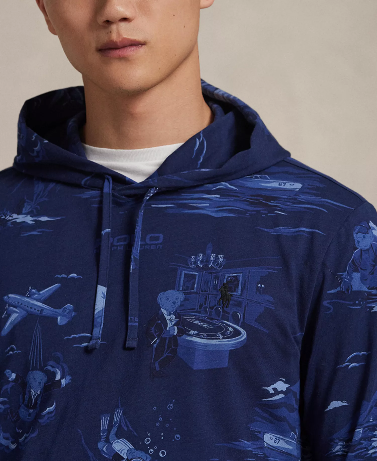 Men's Long-Sleeve Animated Hooded T-Shirt - Spy Bear - L