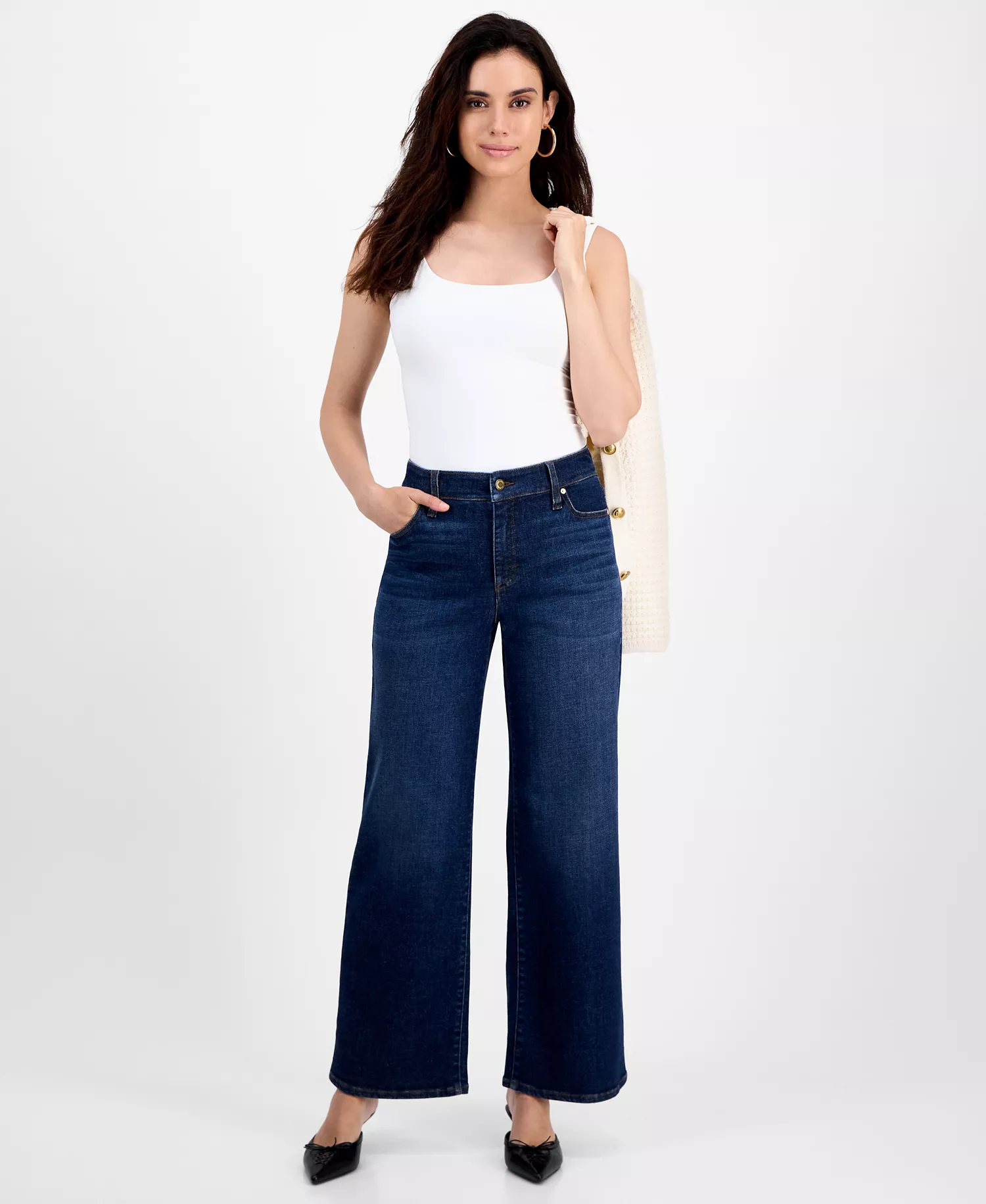 Petite High-Rise Wide-Leg Jeans, Macy's Exclusive - Essex - 0P
