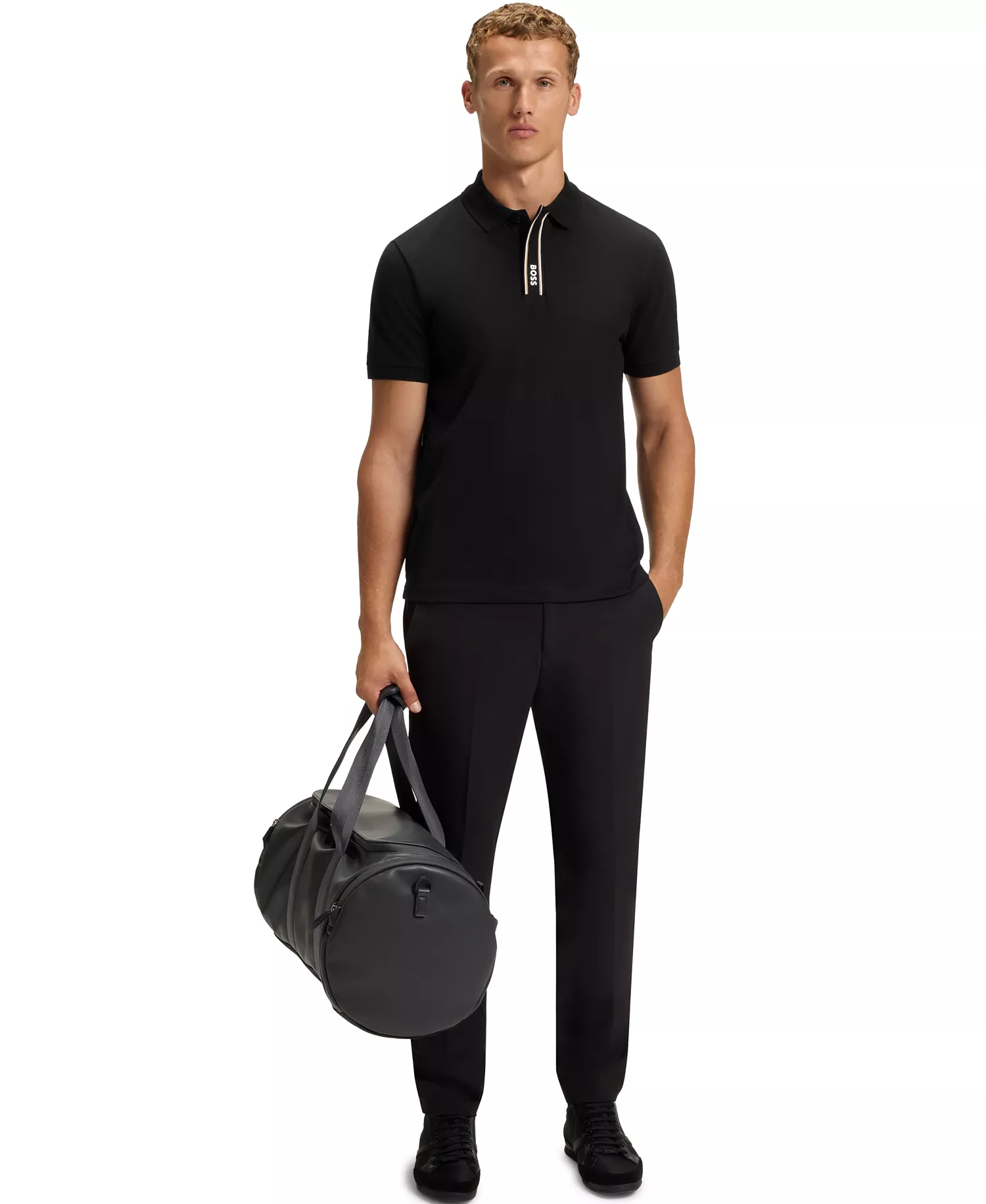 Men's Paddy Logo Polo Shirt - Black - 3XL