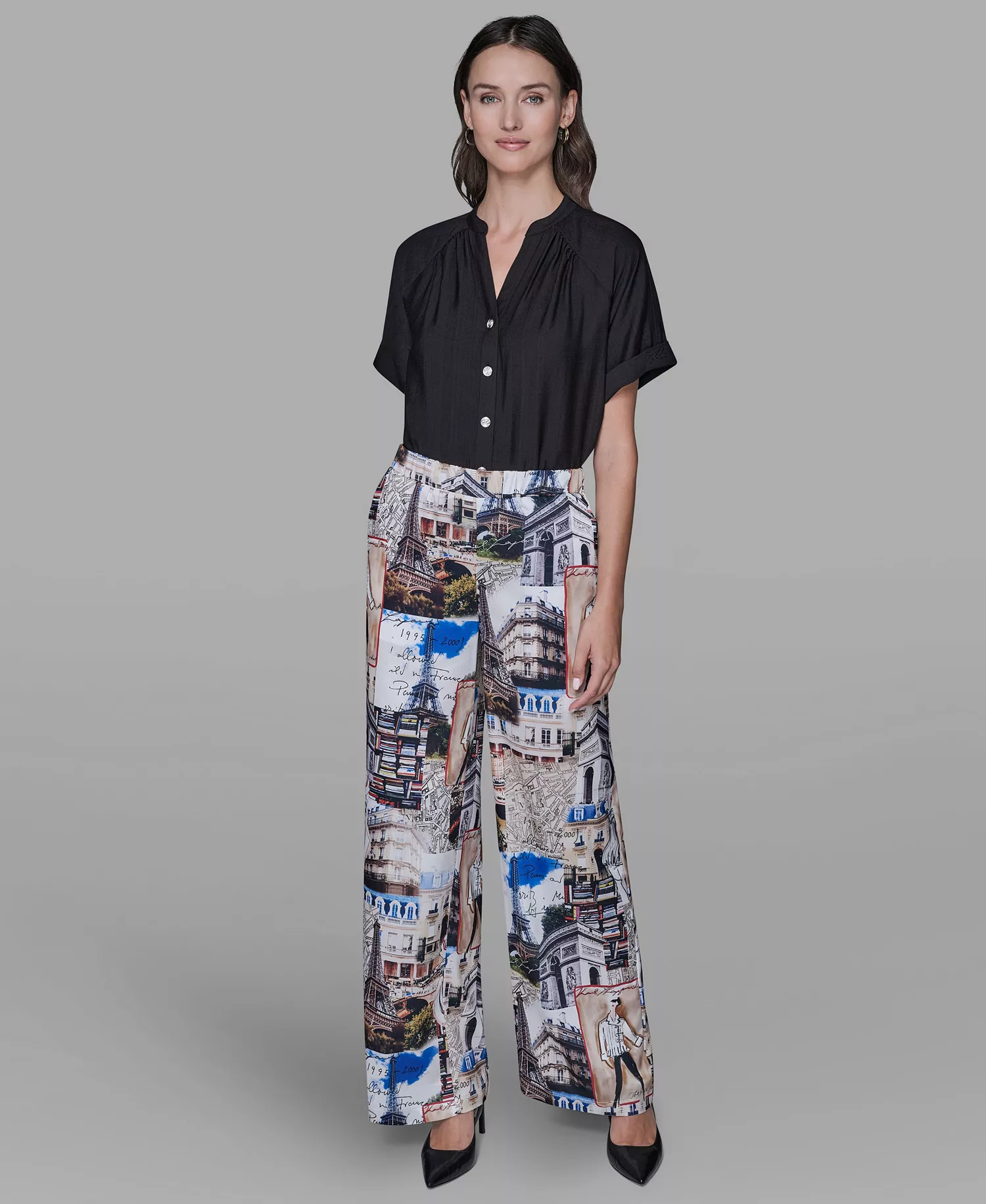 Women's City Scene Printed Pull-On Pants - Soft White/cartouche Multi - L