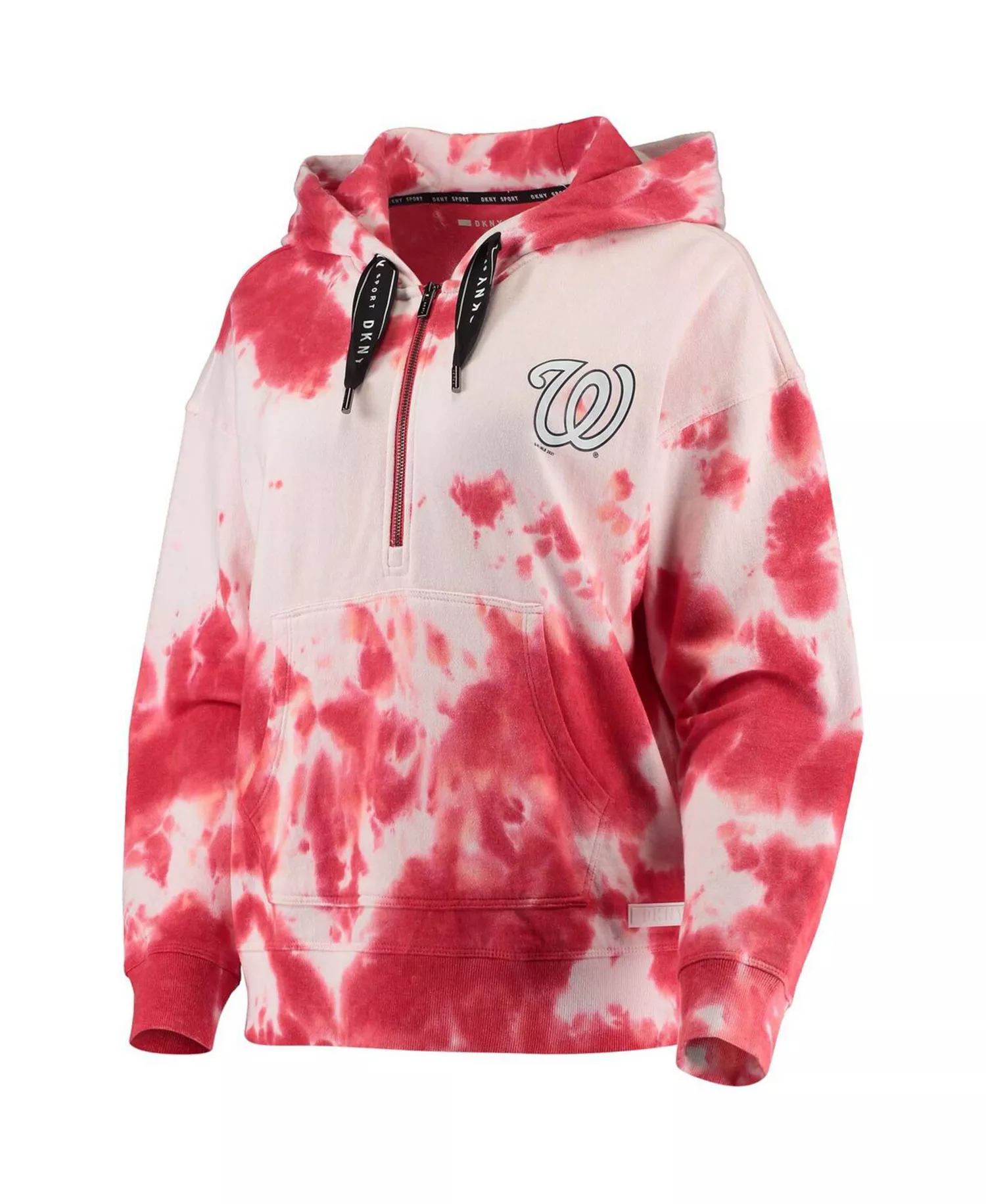 Women's White and Red Washington Nationals Dakota Tie-Dye Half-Zip Hoodie - White, Red - S