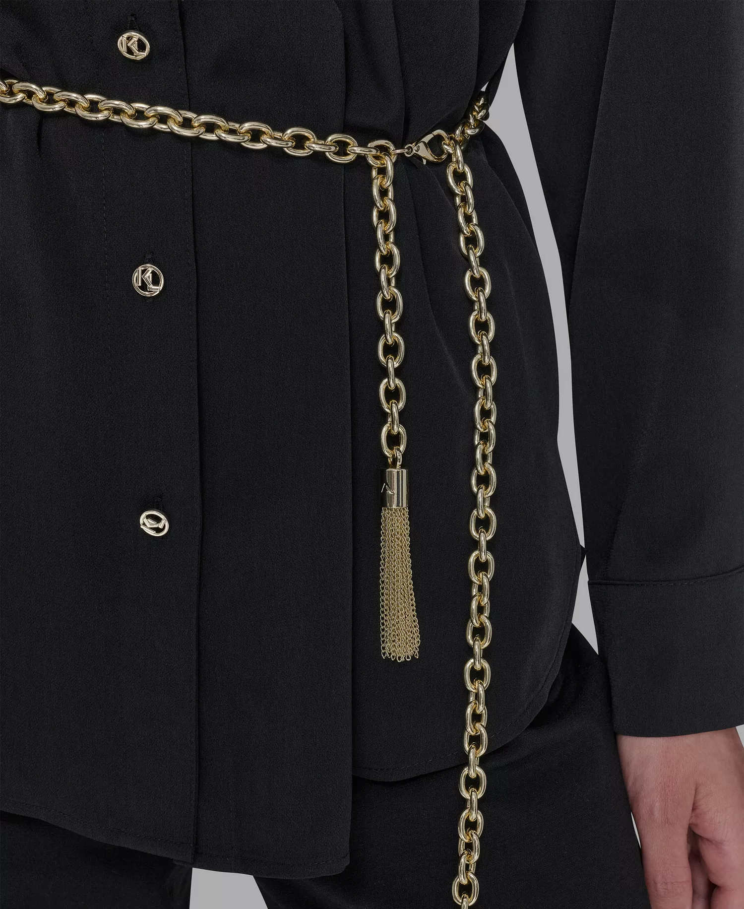 Women's Belted Chest-Pocket Top - Black - L