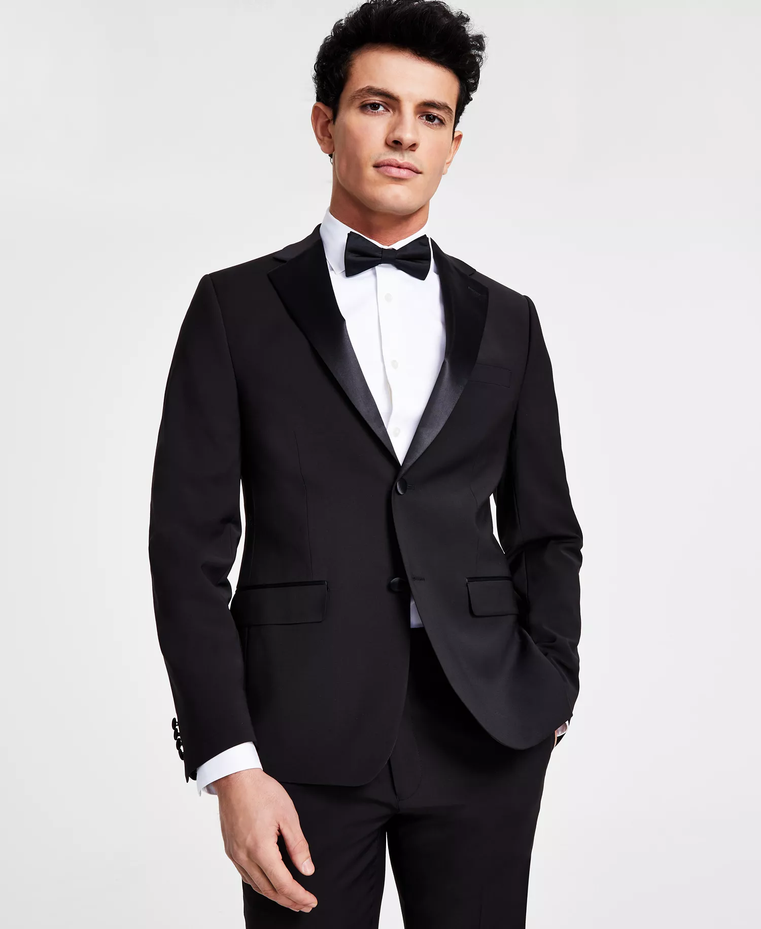 Men's Skinny-Fit Wool Tuxedo Jacket - CLOSE OUT! - Black - 36S